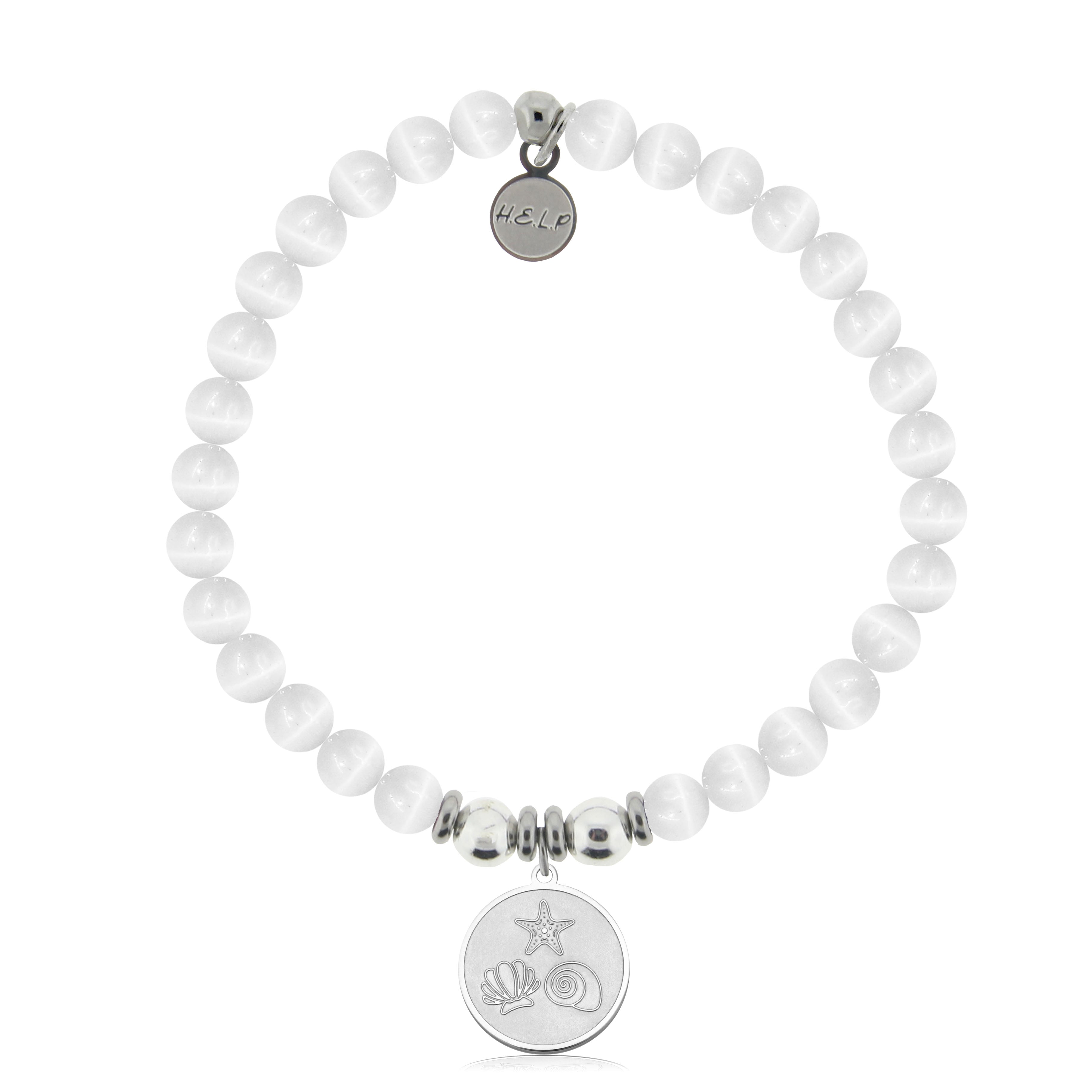HELP by TJ Ocean Treasures Charm with White Cats Eye Charity Bracelet