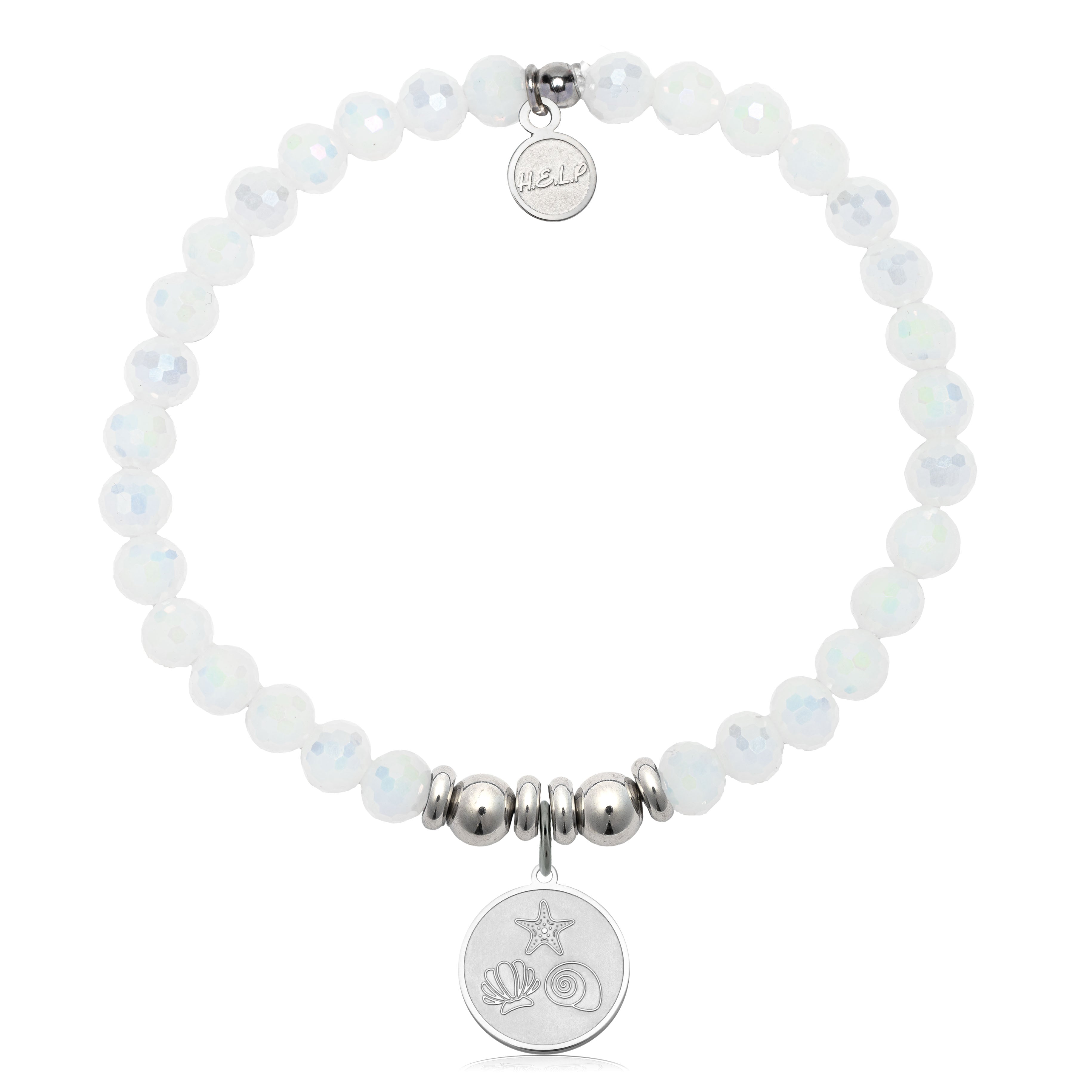 HELP by TJ Ocean Treasures Charm with White Crystal Charity Bracelet