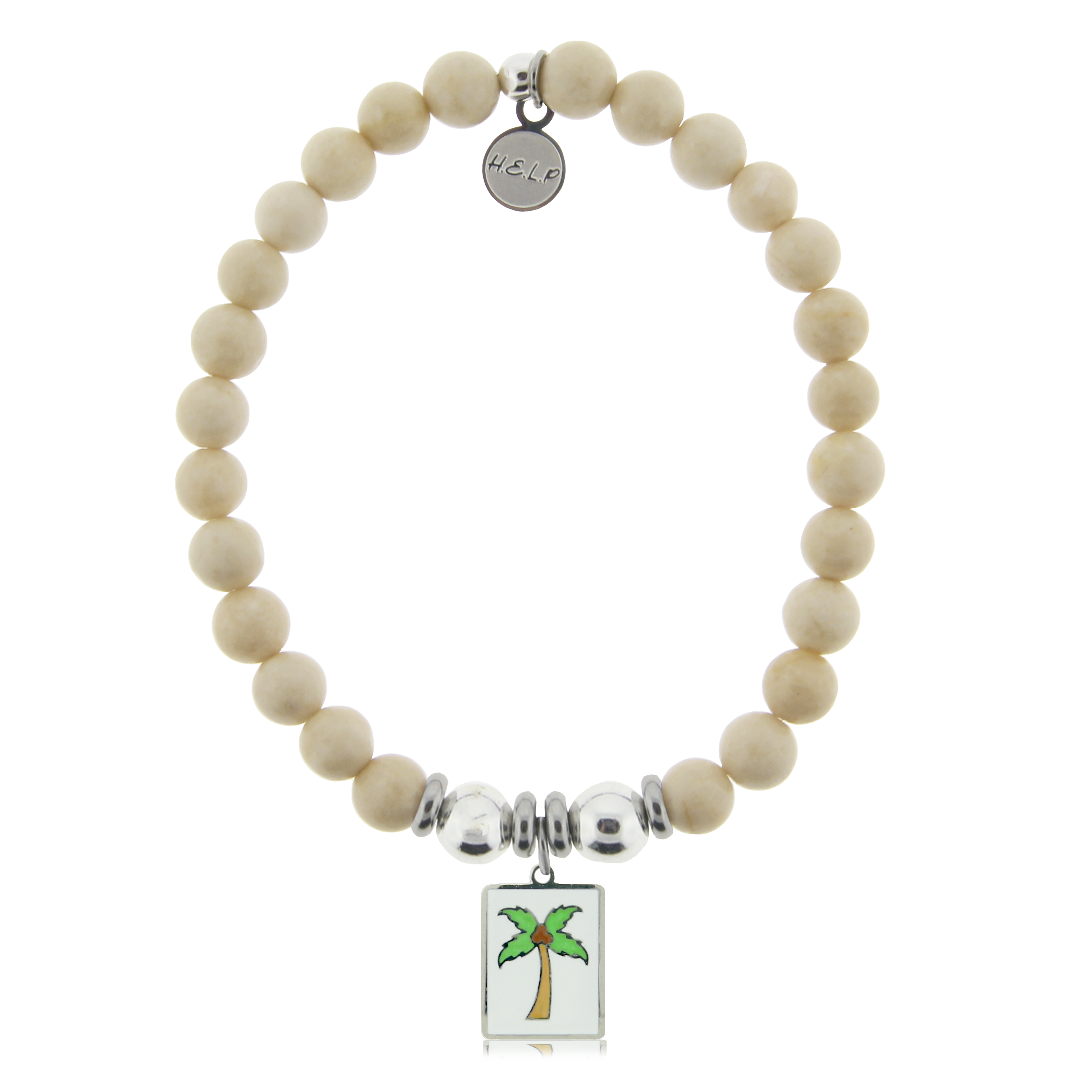 HELP by TJ Palm Tree Enamel Charm with Riverstone Charity Bracelet