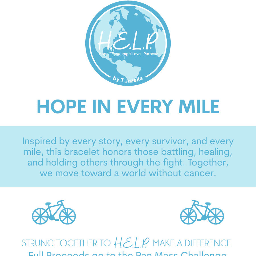 HELP by TJ Pan Mass Challenge Charity Bracelet: Hope in Every Mile Stacker