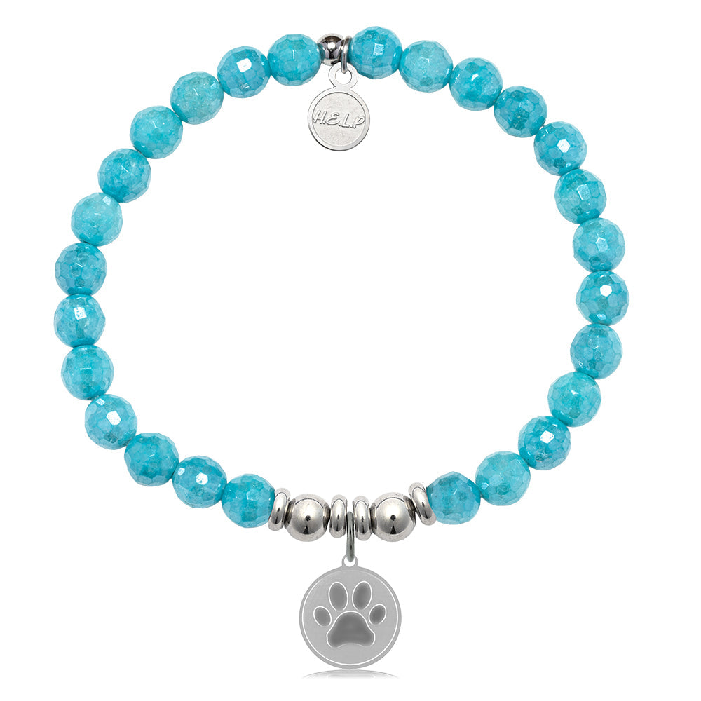 HELP by TJ Paw Print Charm with Blue Amazonite Charity Bracelet