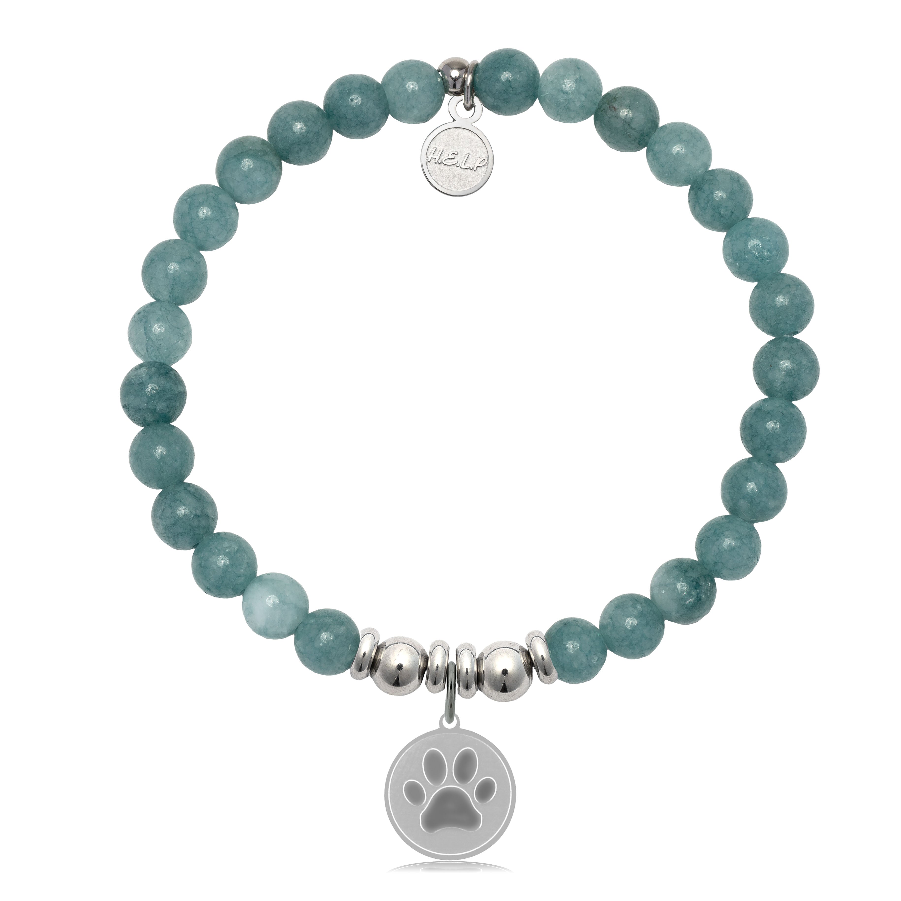 HELP by TJ Paw Print Charm with Mountain Blue Jade Charity Bracelet
