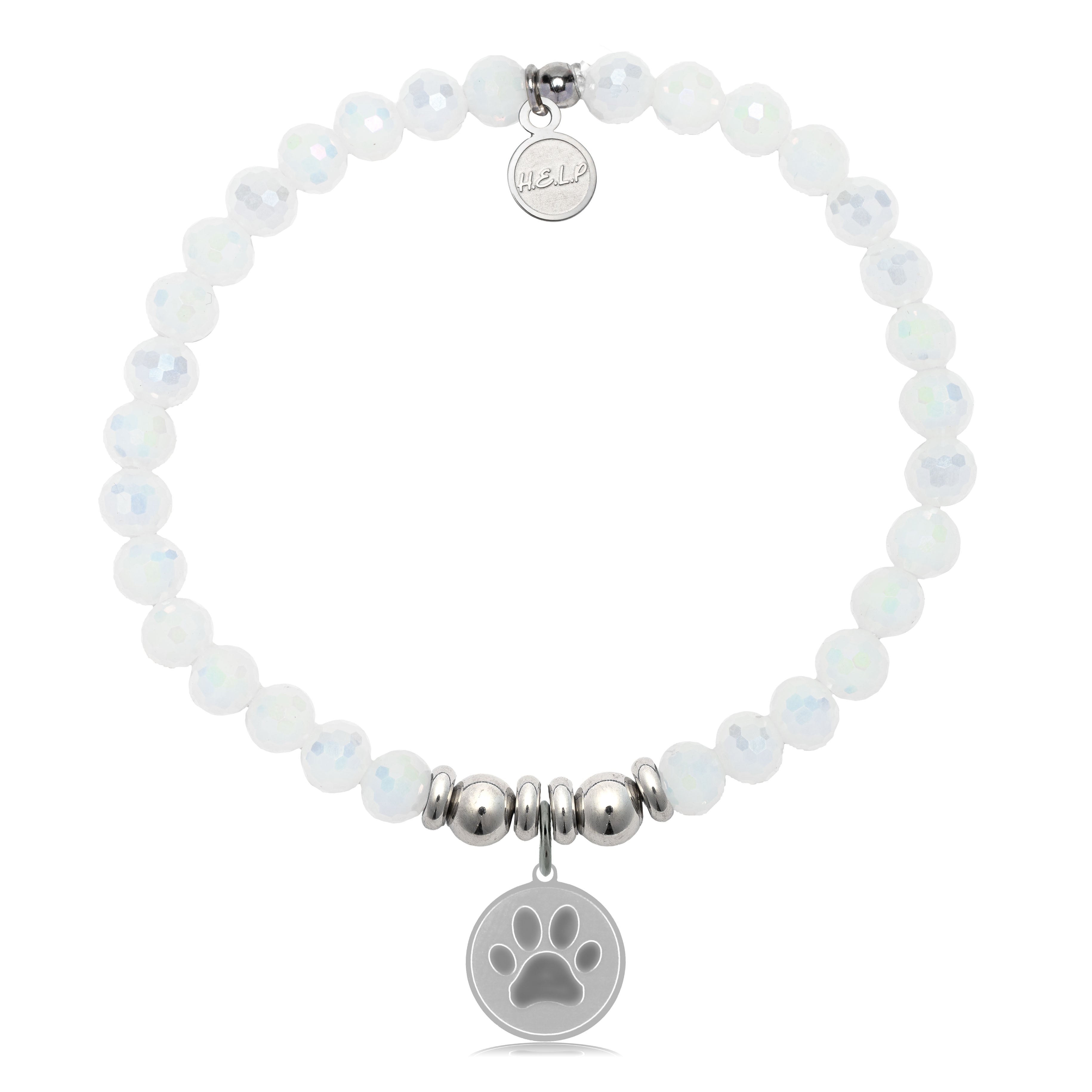 HELP by TJ Paw Print Charm with White Crystal Charity Bracelet