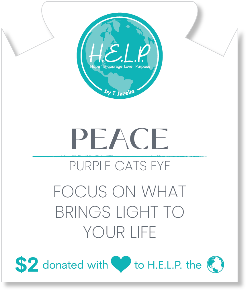 HELP by TJ Peace Stacker Bracelet with Purple Cats Eye Beads