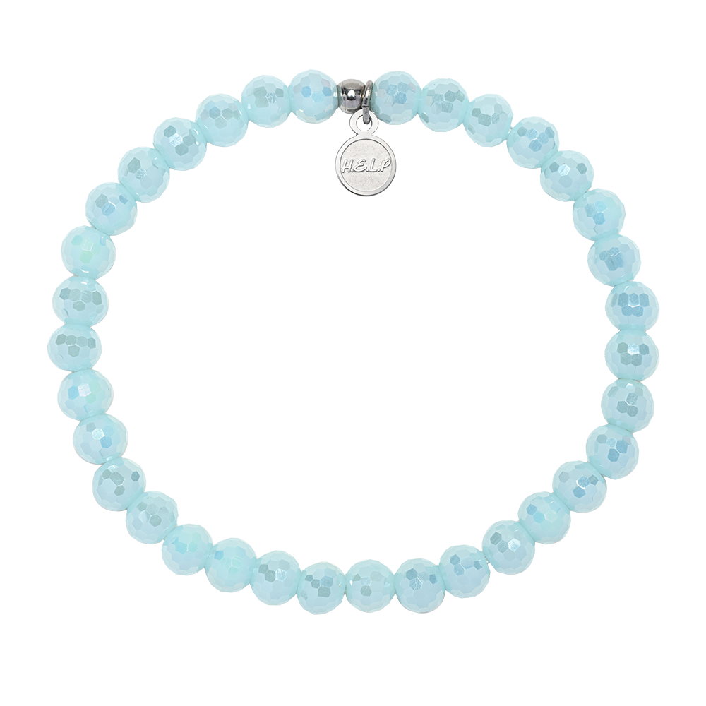 HELP by TJ Persevere Stacker Bracelet with Aqua Crystal Beads