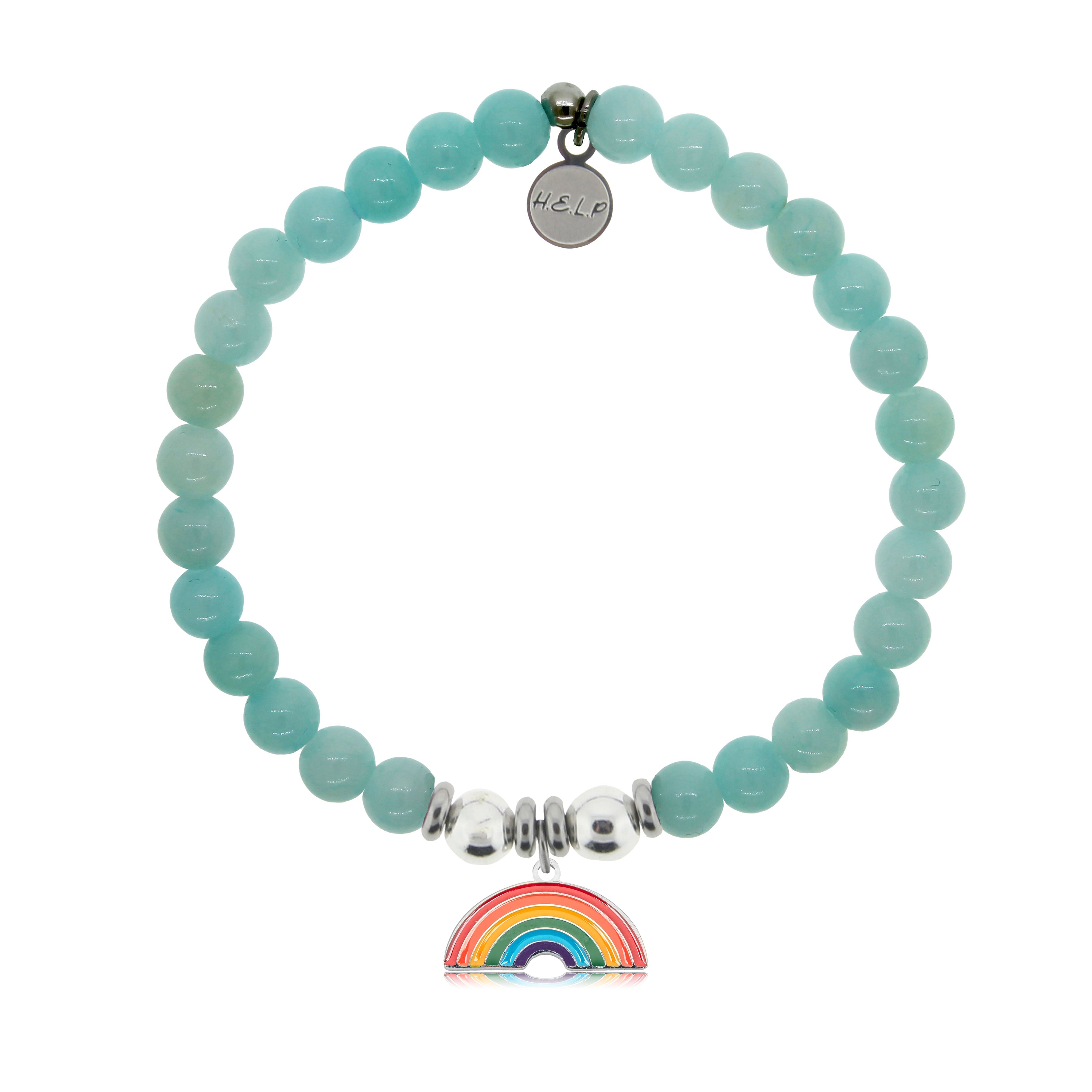 HELP by TJ Rainbow Enamel Charm with Baby Blue Quartz Charity Bracelet