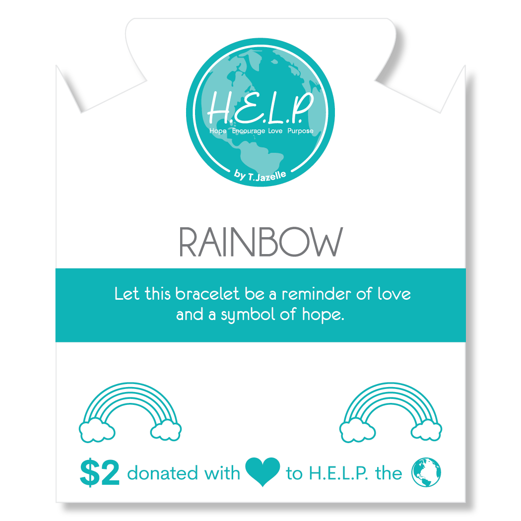 HELP by TJ Rainbow Enamel Charm with Blue Selenite Charity Bracelet