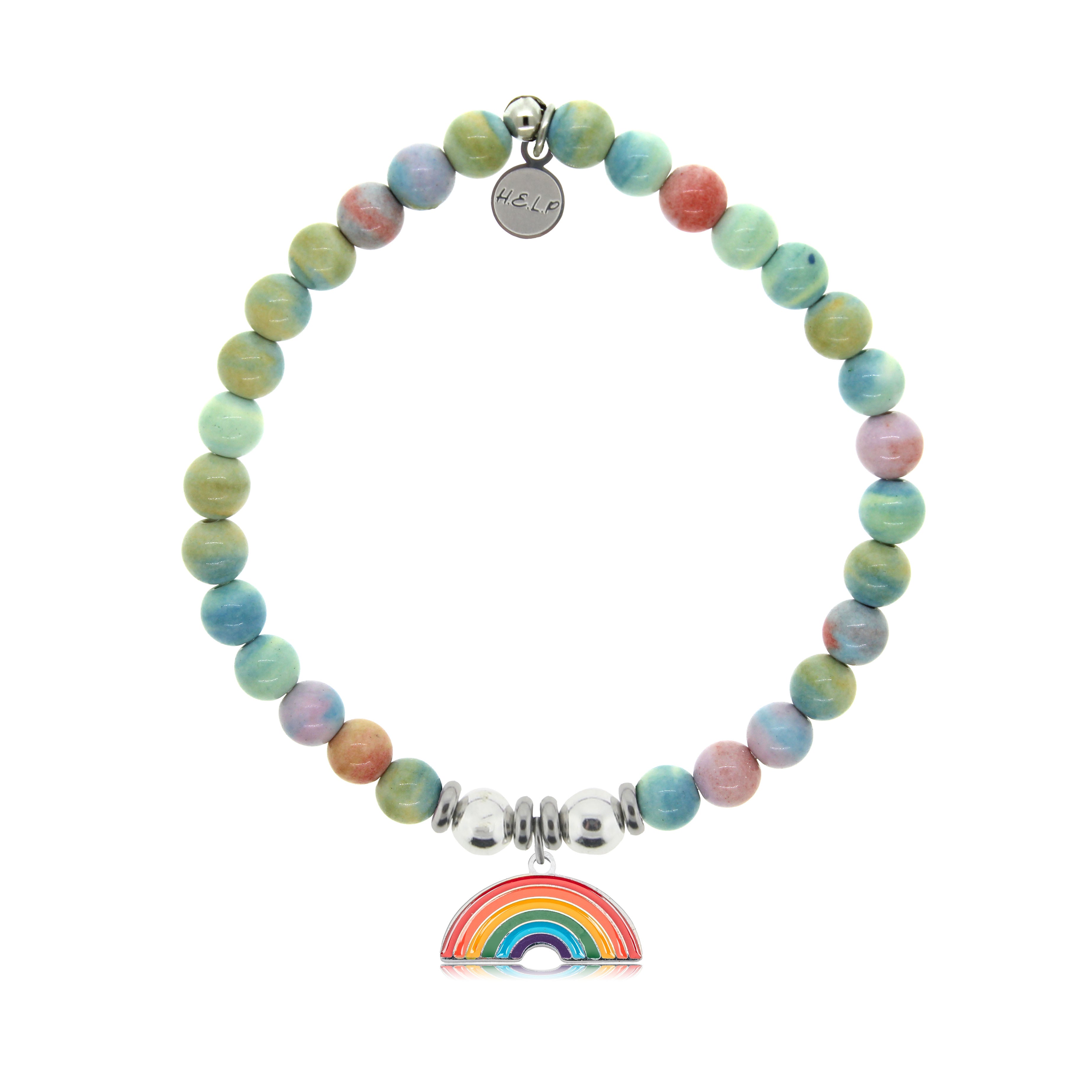 HELP by TJ Rainbow Enamel Charm with Pastel Magnesite Charity Bracelet