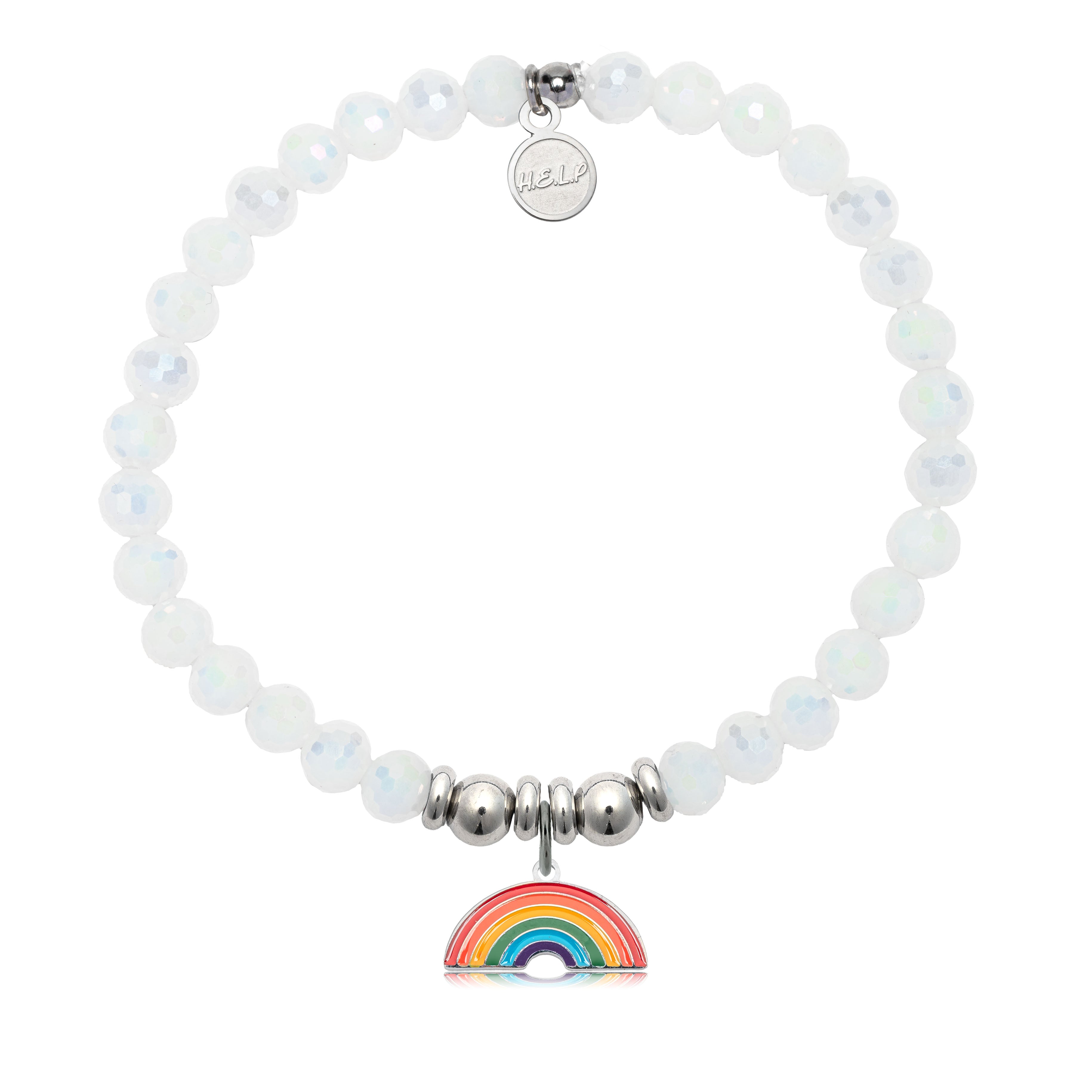 HELP by TJ Rainbow Enamel Charm with White Crystal Charity Bracelet