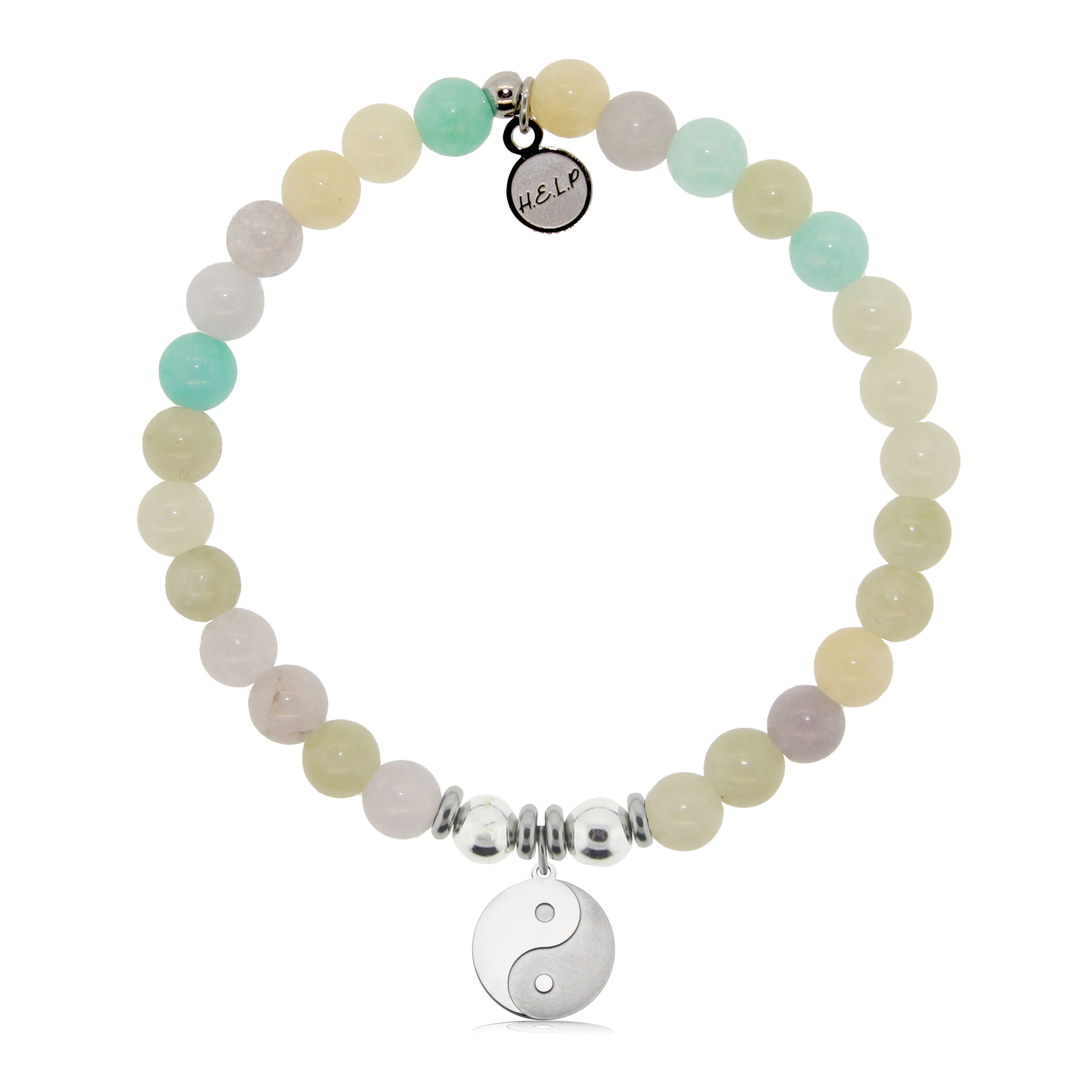 HELP by TJ Raised Yin Yang Charm with Green Yellow Jade Charity Bracelet