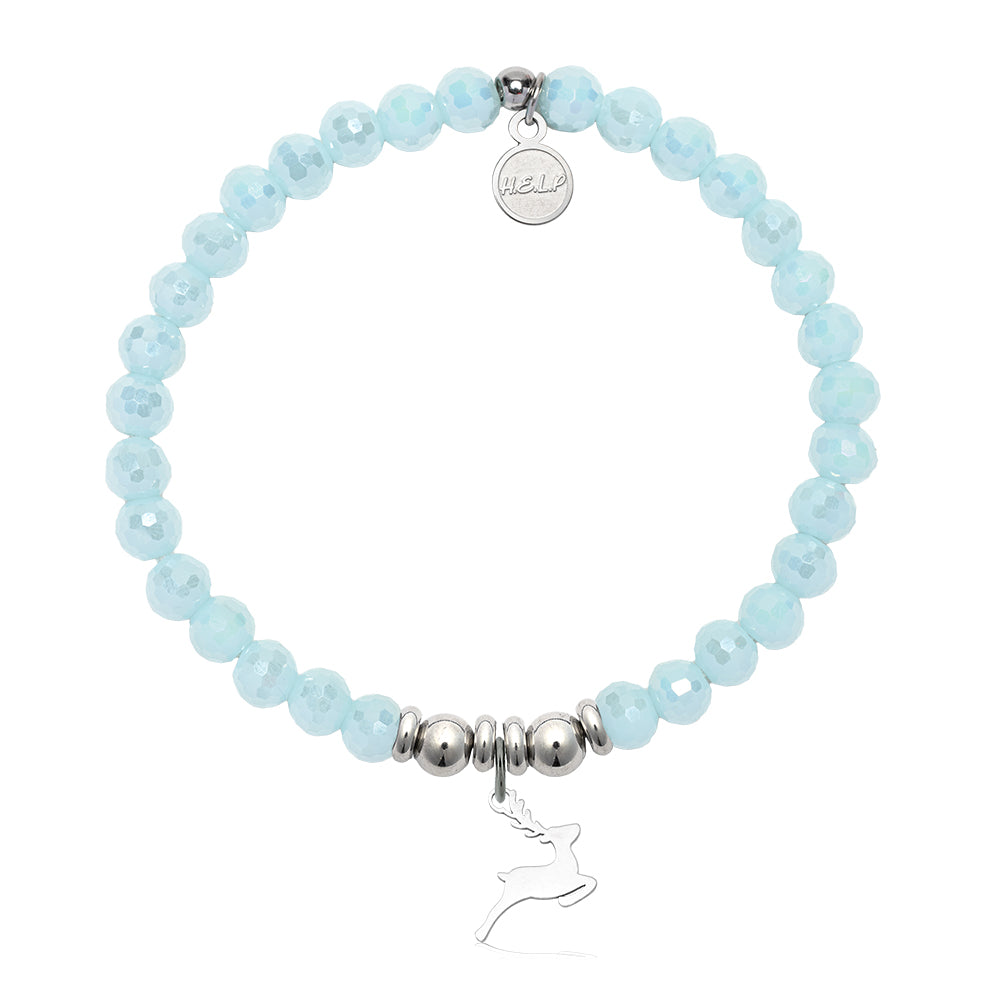 HELP by TJ Reindeer Charm with Aqua Crystal Charity Bracelet