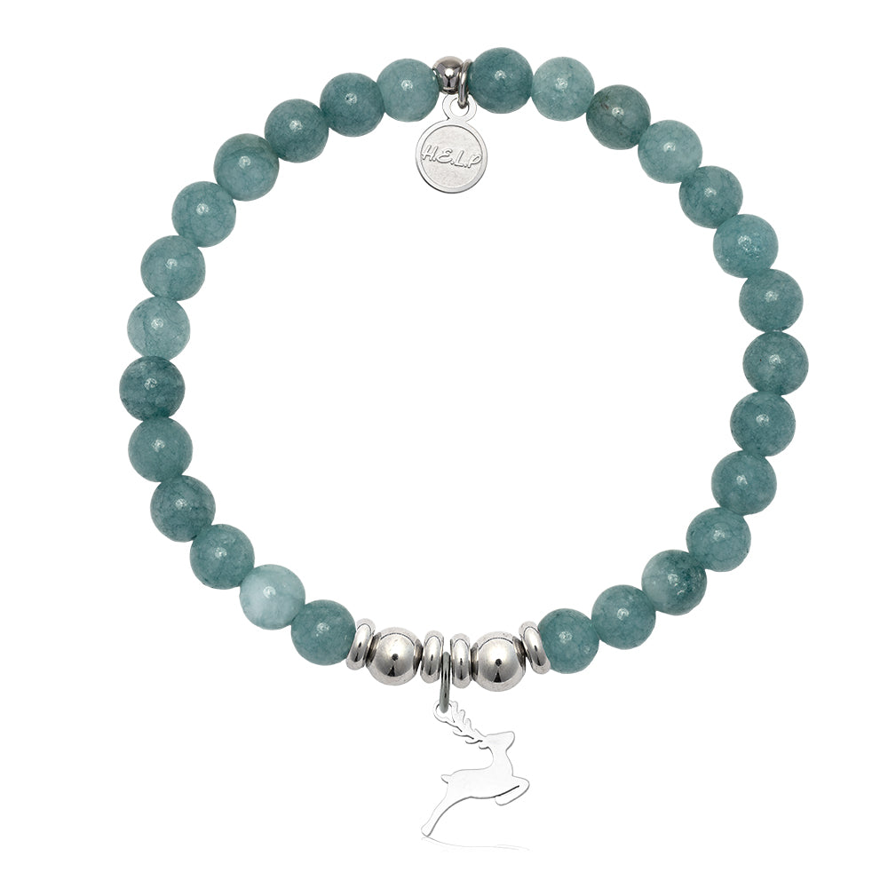 HELP by TJ Reindeer Charm with Mountain Blue Jade Charity Bracelet
