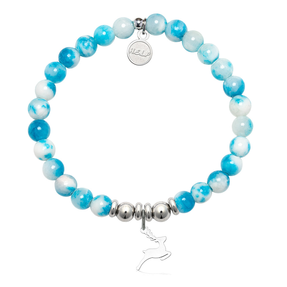 HELP by TJ Reindeer Charm with Peppermint Jade Charity Bracelet