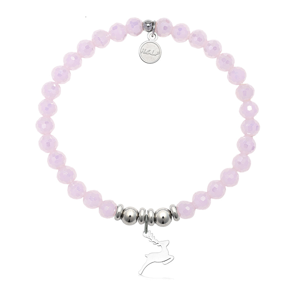 HELP by TJ Reindeer Charm with Pink Crystal Charity Bracelet