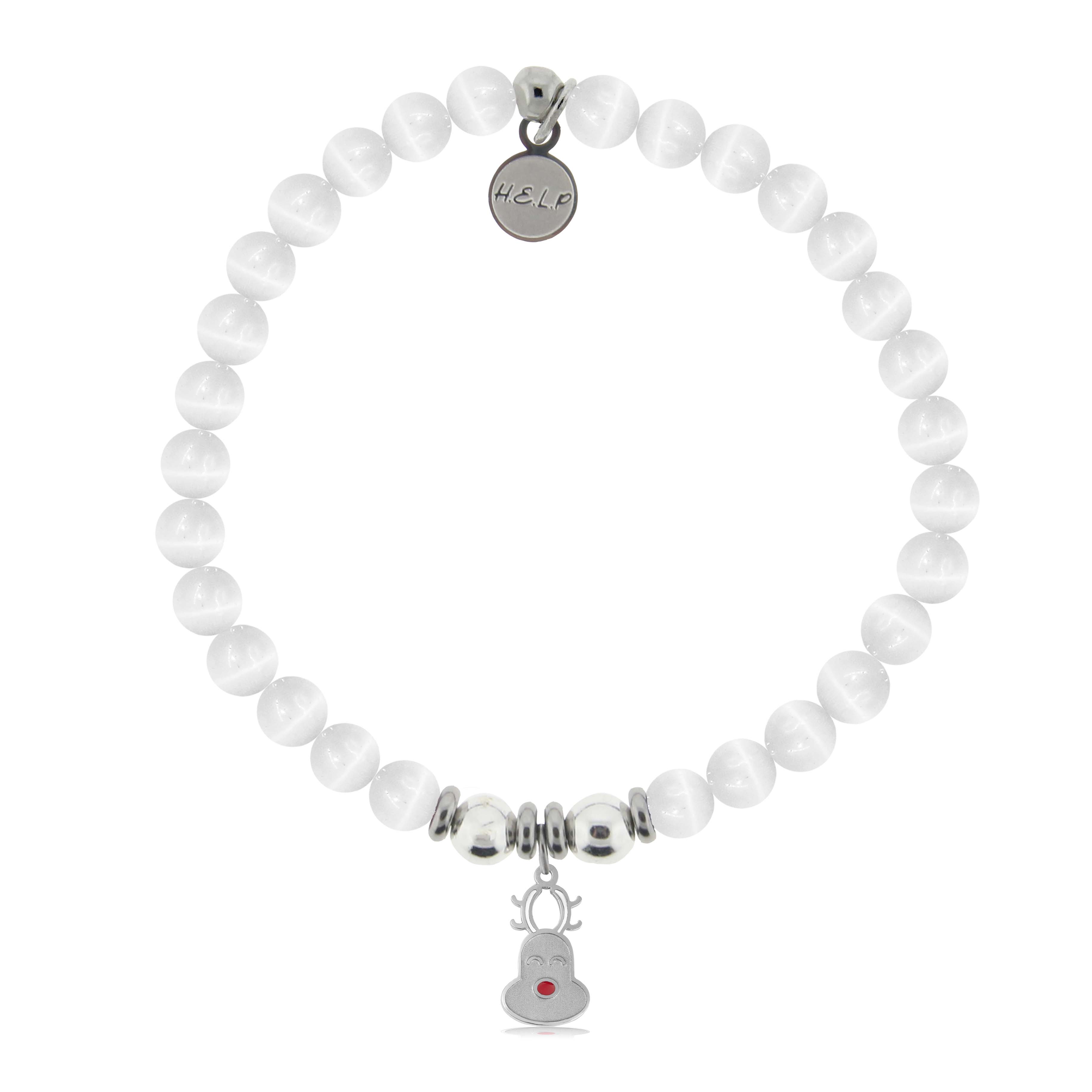 HELP by TJ Reindeer Charm with White Cats Eye Charity Bracelet