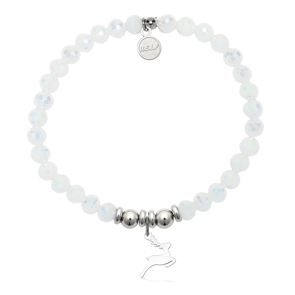 HELP by TJ Reindeer Charm with White Crystal Charity Bracelet