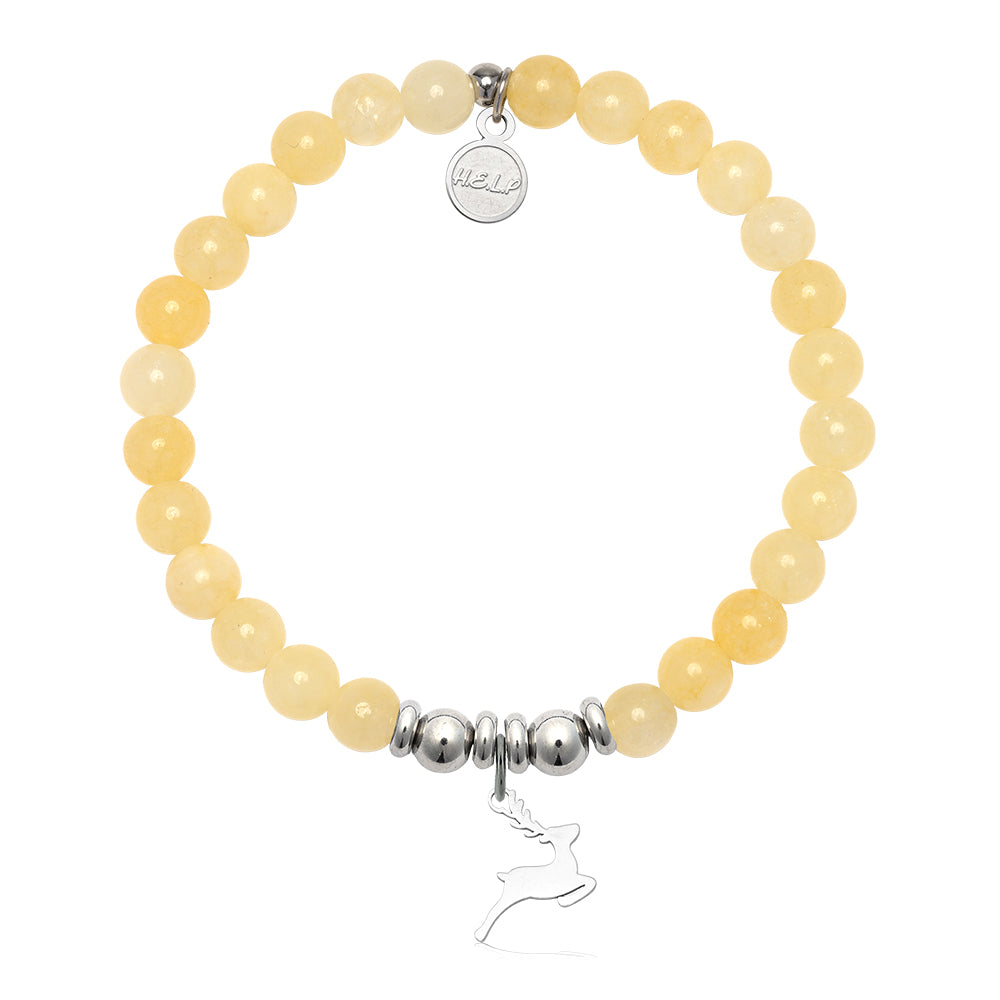 HELP by TJ Reindeer Charm with Yellow Jade Charity Bracelet