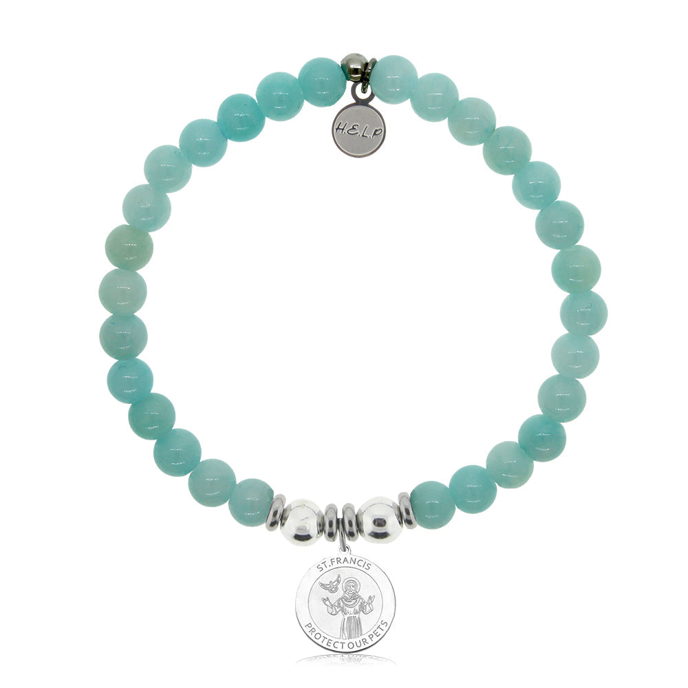 HELP by TJ Saint Francis Charm with Baby Blue Quartz Charity Bracelet