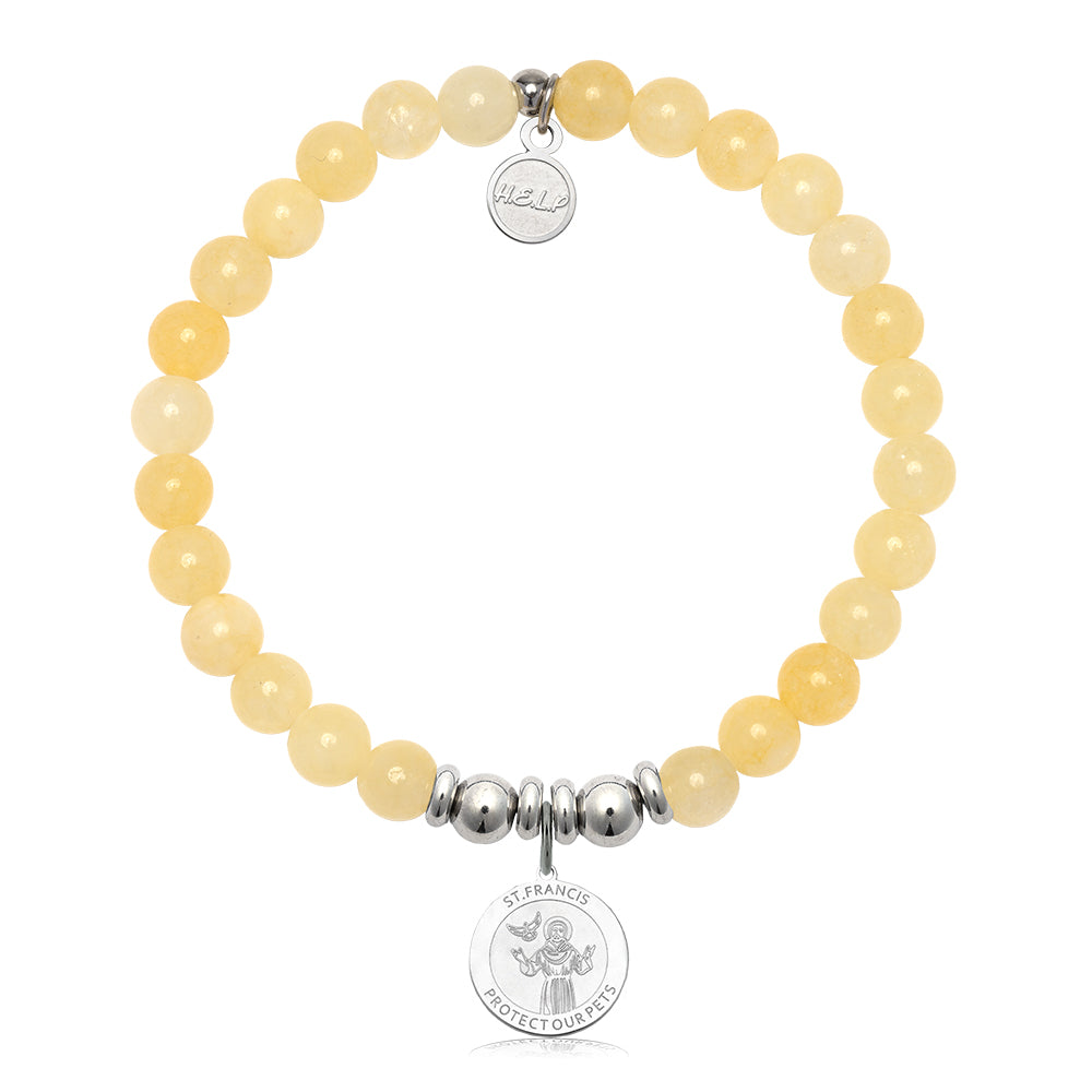 HELP by TJ Saint Francis Charm with Yellow Jade Charity Bracelet