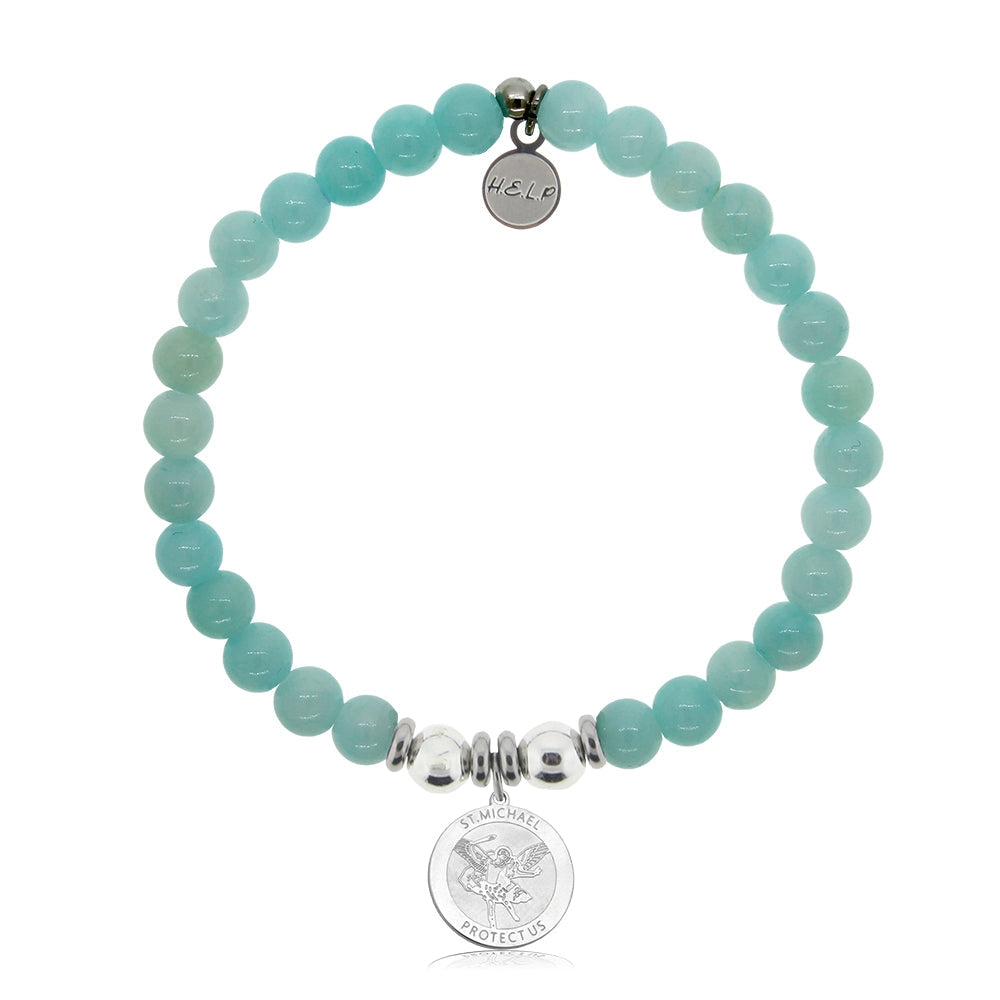 HELP by TJ Saint Michael Charm with Baby Blue Quartz Charity Bracelet