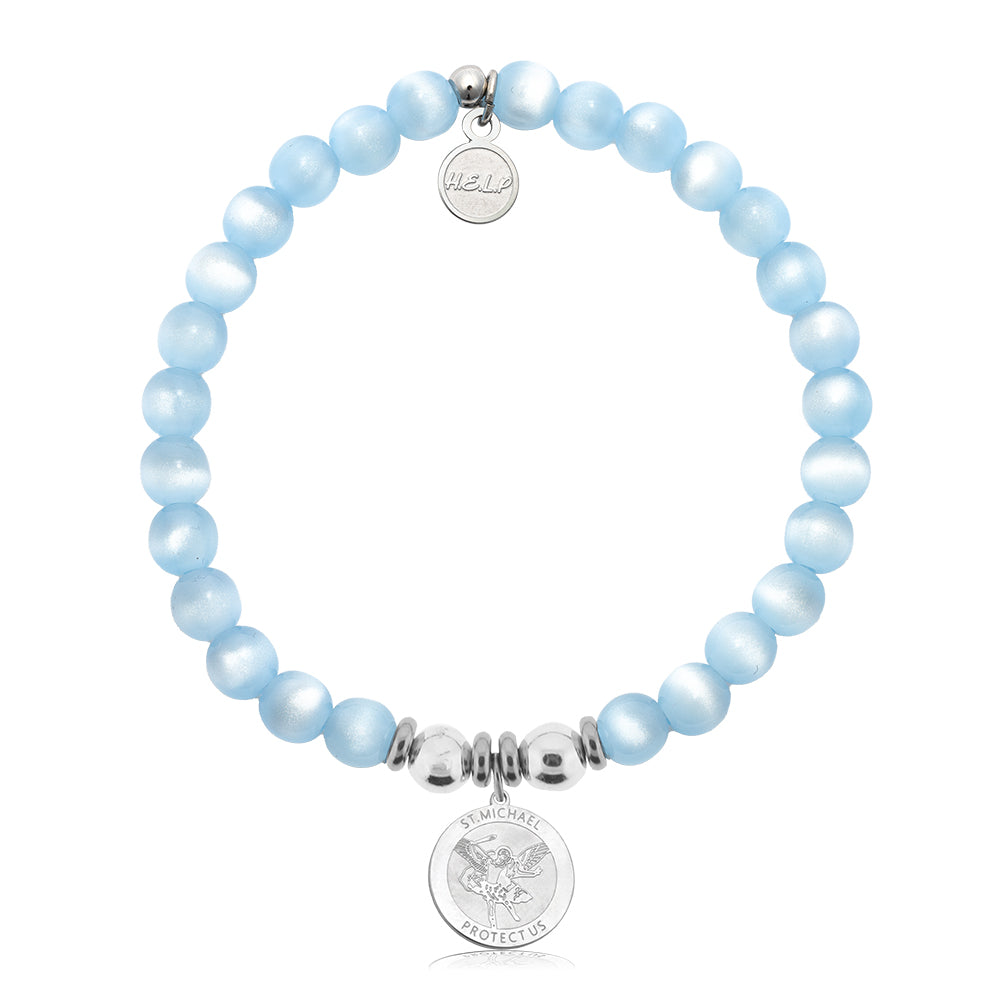 HELP by TJ Saint Michael Charm with Blue Selenite Charity Bracelet