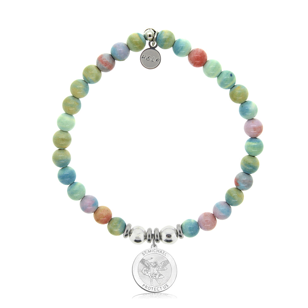 HELP by TJ Saint Michael Charm with Pastel Magnesite Charity Bracelet
