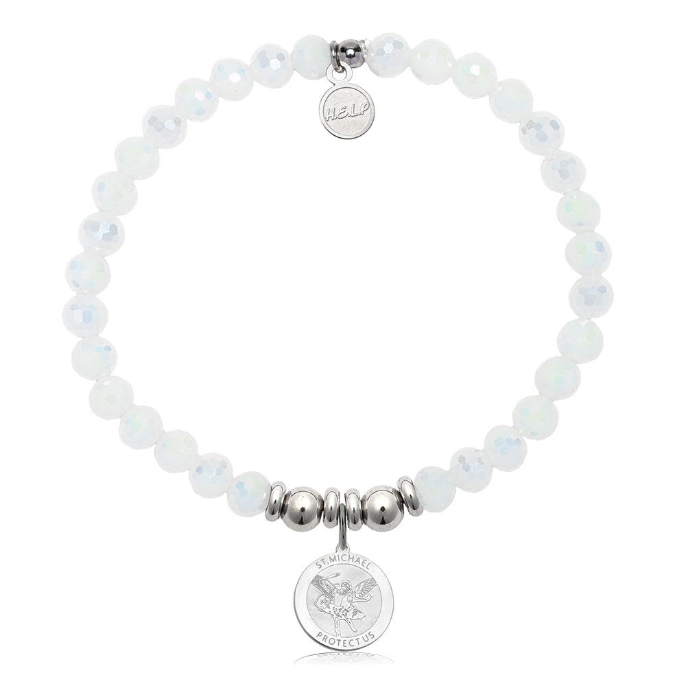 HELP by TJ Saint Michael Charm with White Crystal Charity Bracelet