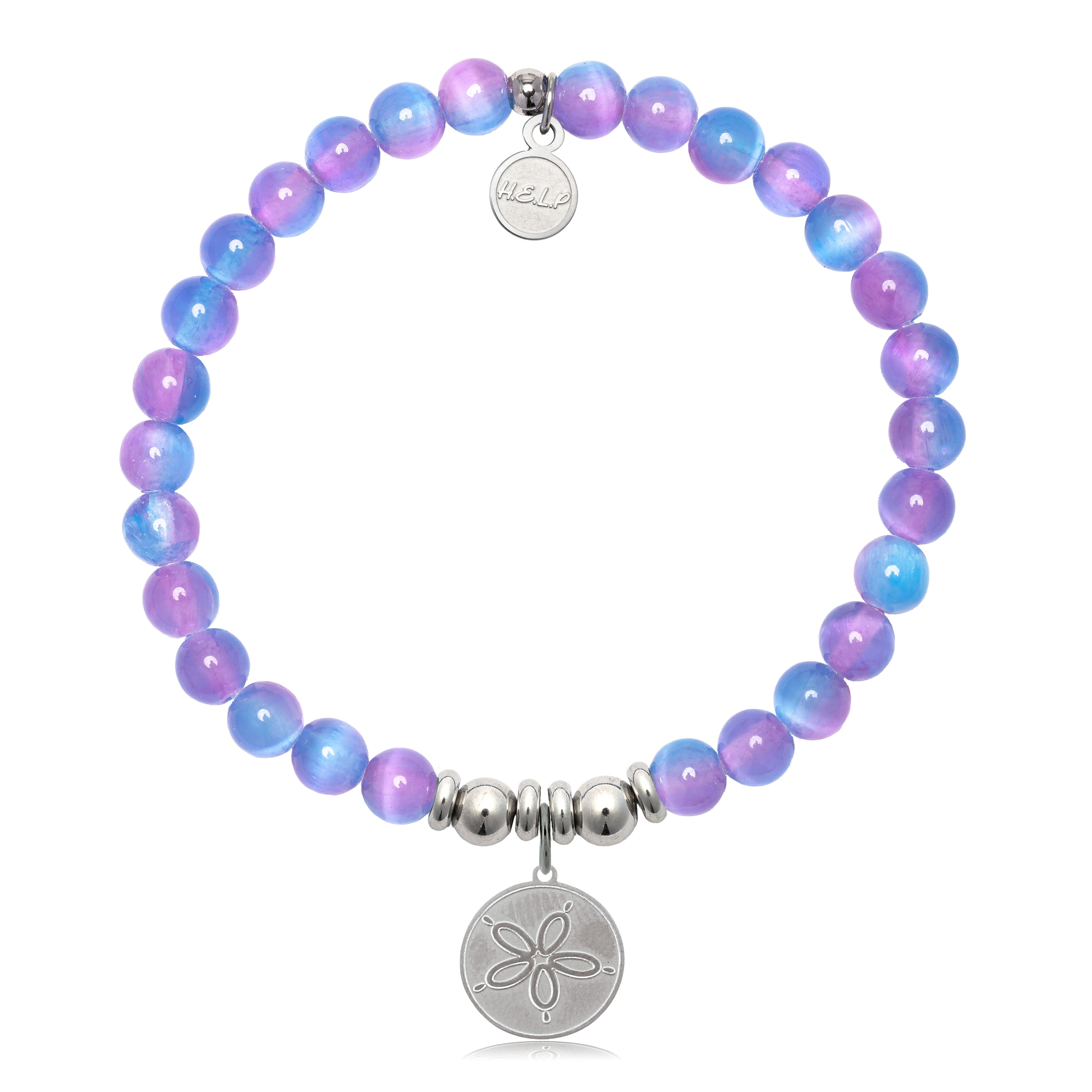 HELP by TJ Sand Dollar Charm with Periwinkle Selenite Charity Bracelet