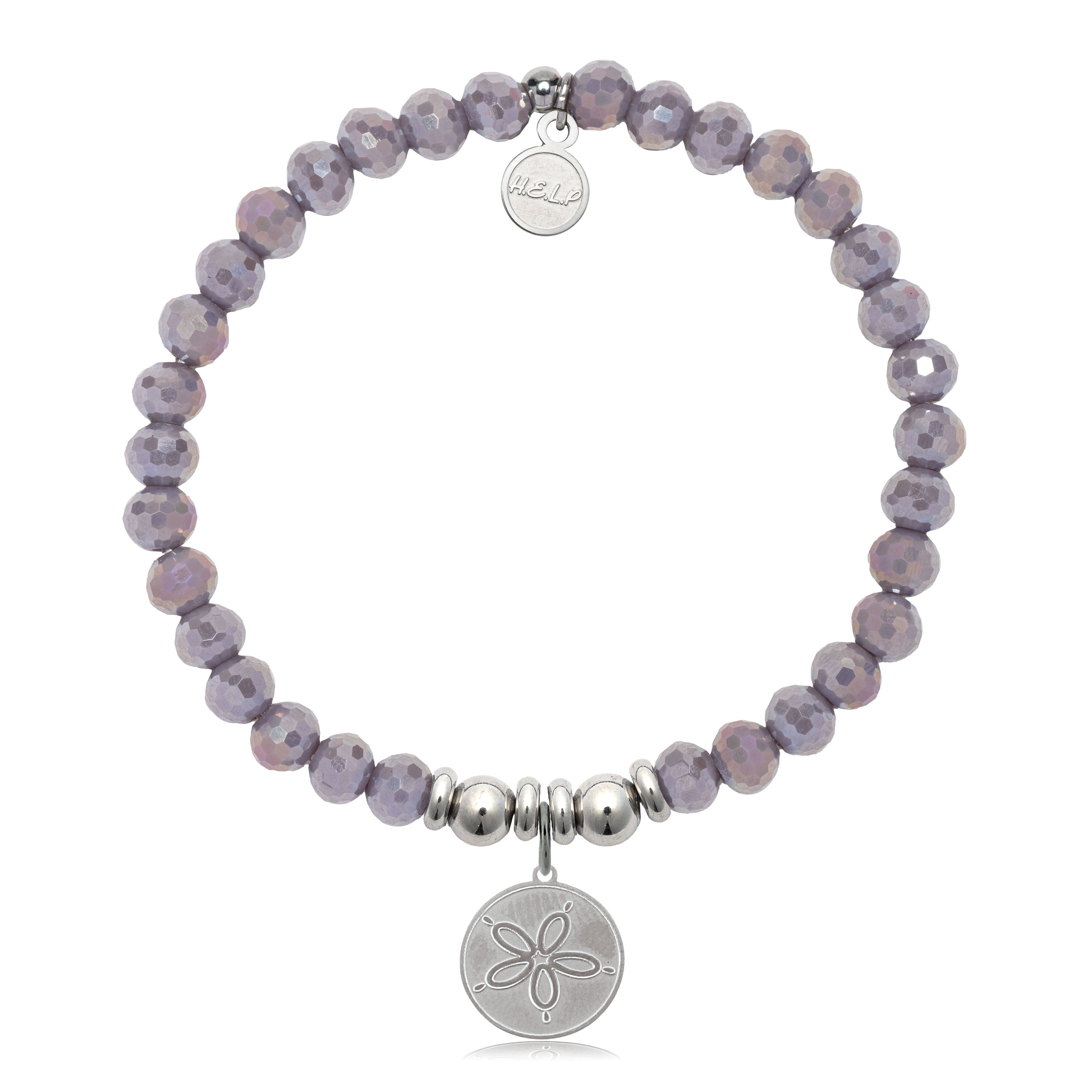 HELP by TJ Sand Dollar Charm with Purple Crystal Charity Bracelet