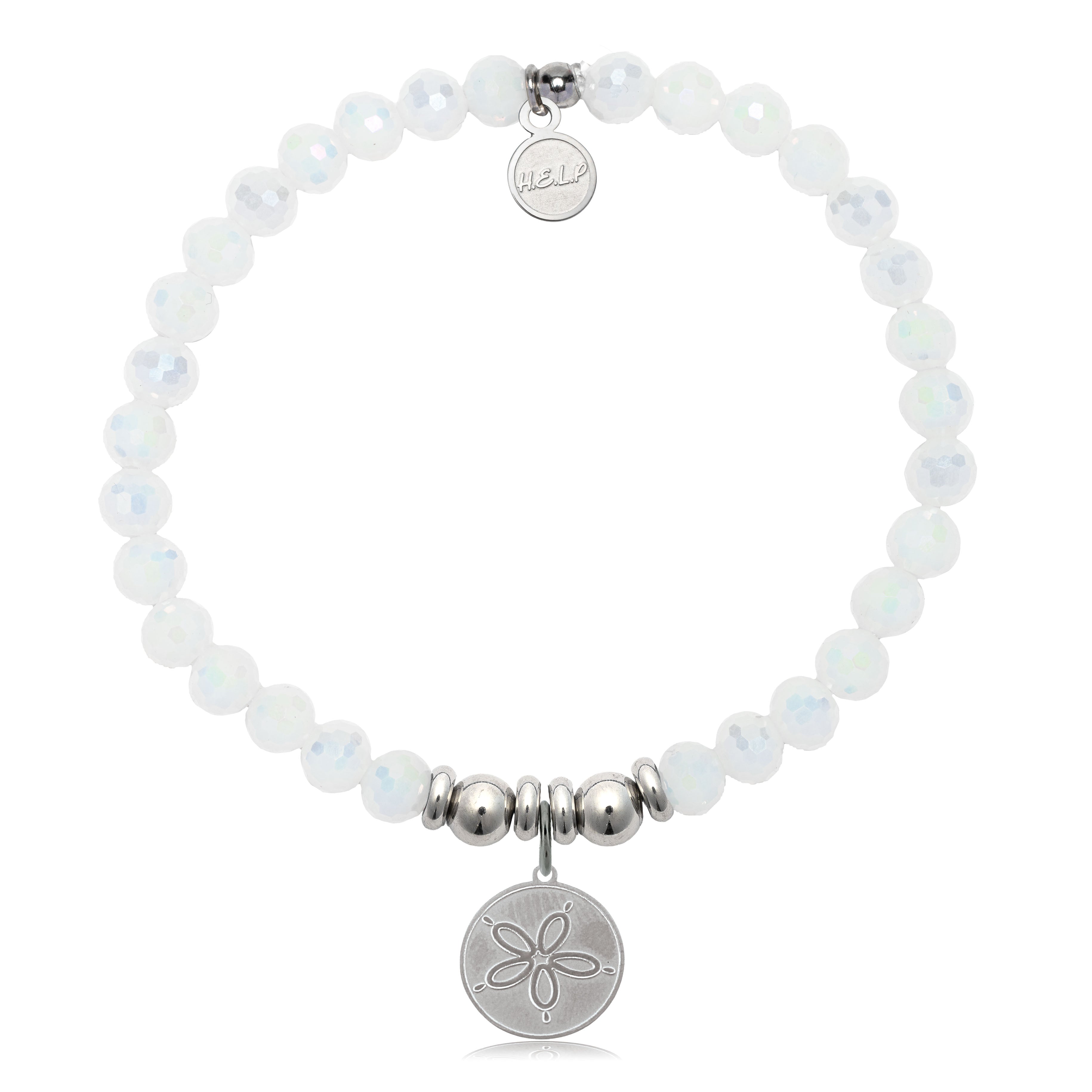 HELP by TJ Sand Dollar Charm with White Crystal Charity Bracelet