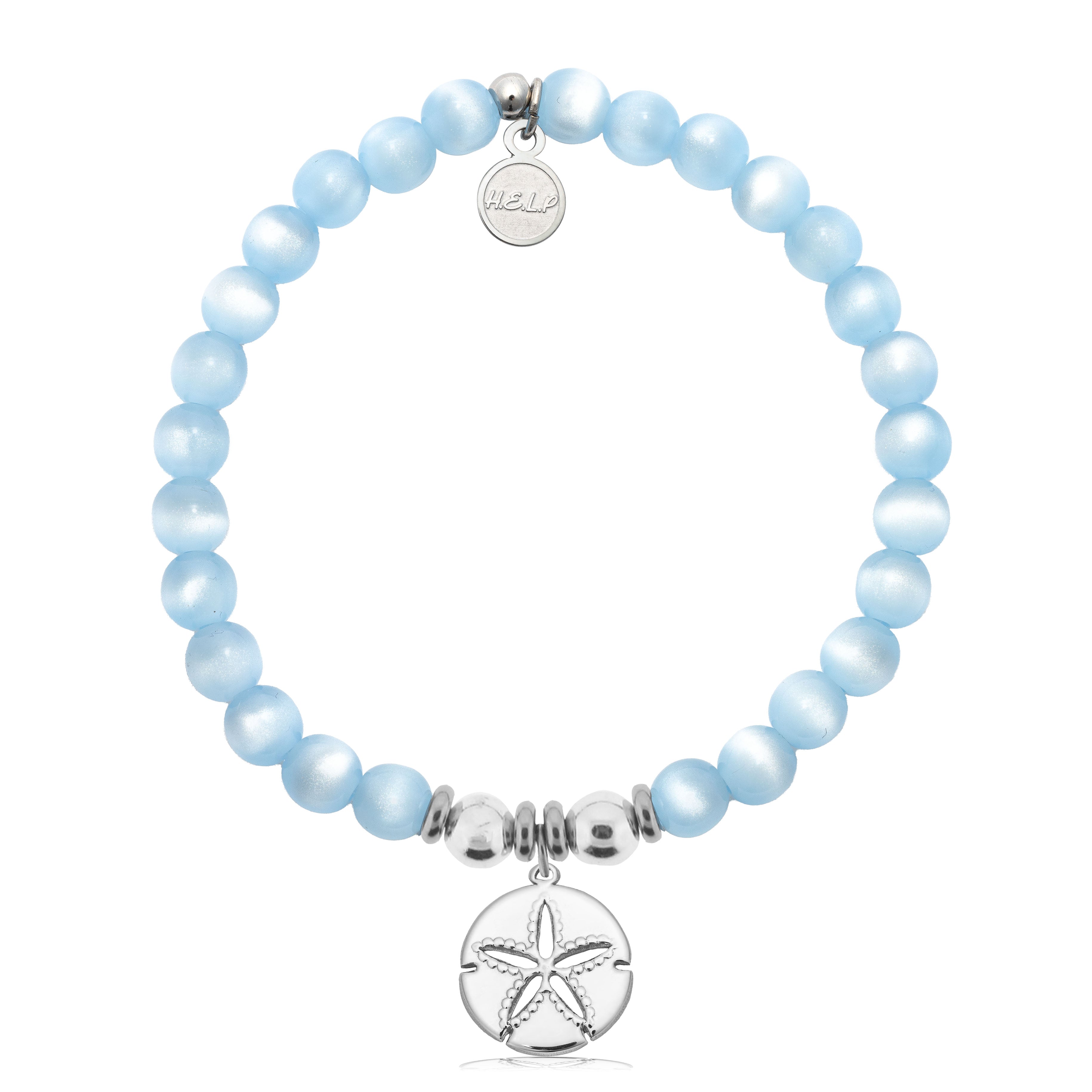 HELP by TJ Sand Dollar Cutout Charm with Blue Selenite Charity Bracelet