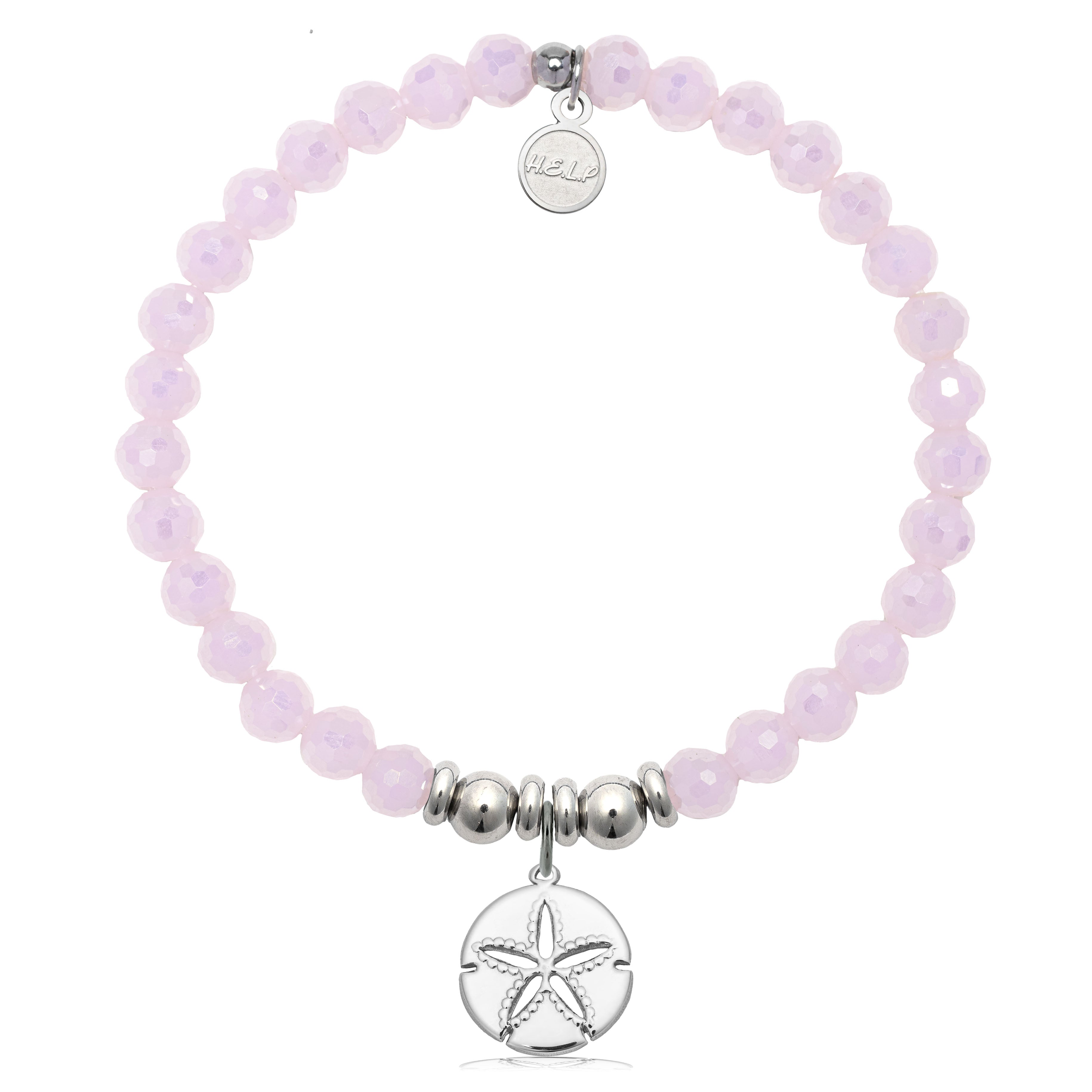 HELP by TJ Sand Dollar Cutout Charm with Pink Crystal Charity Bracelet