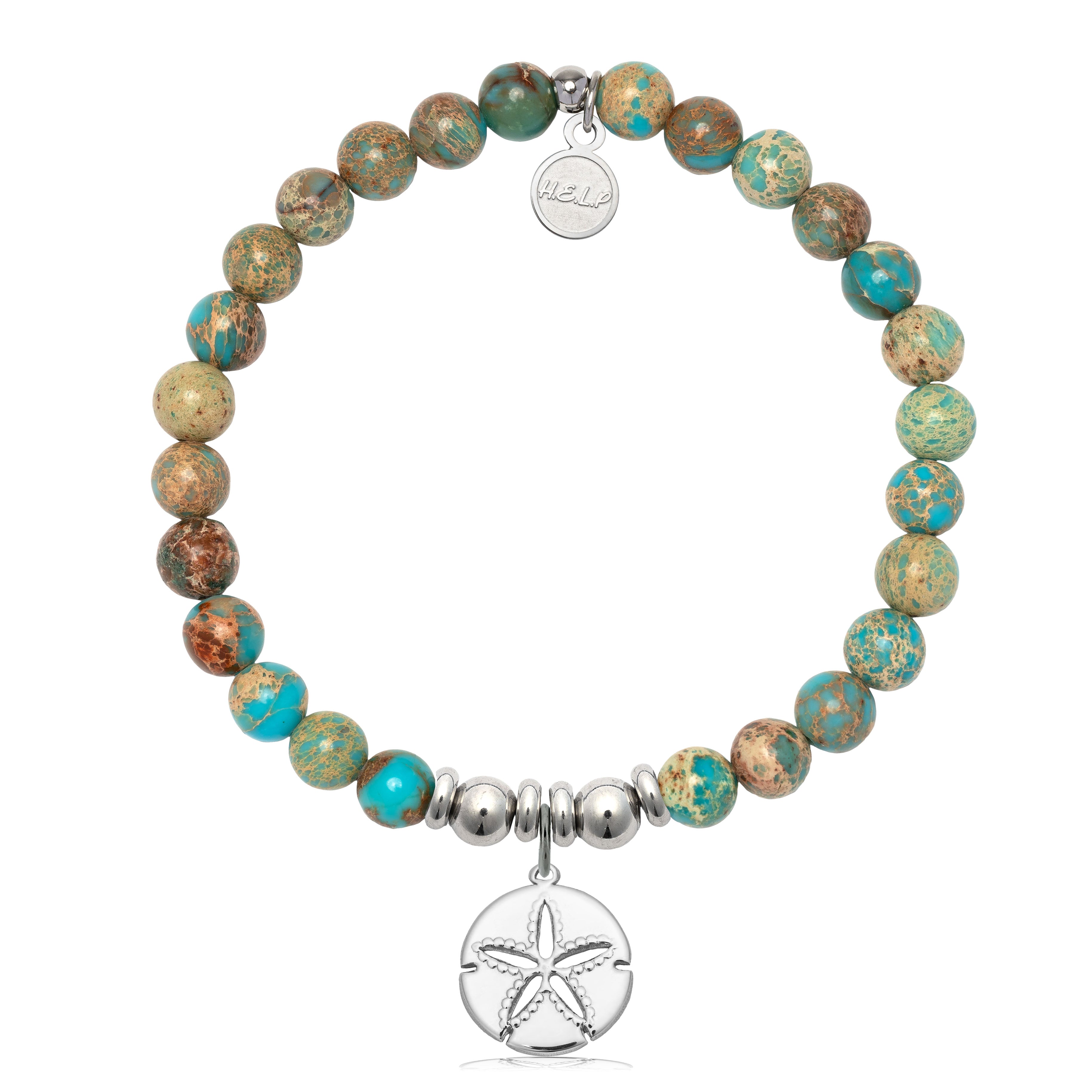 HELP by TJ Sand Dollar Cutout Charm with Turquoise Jasper Charity Bracelet