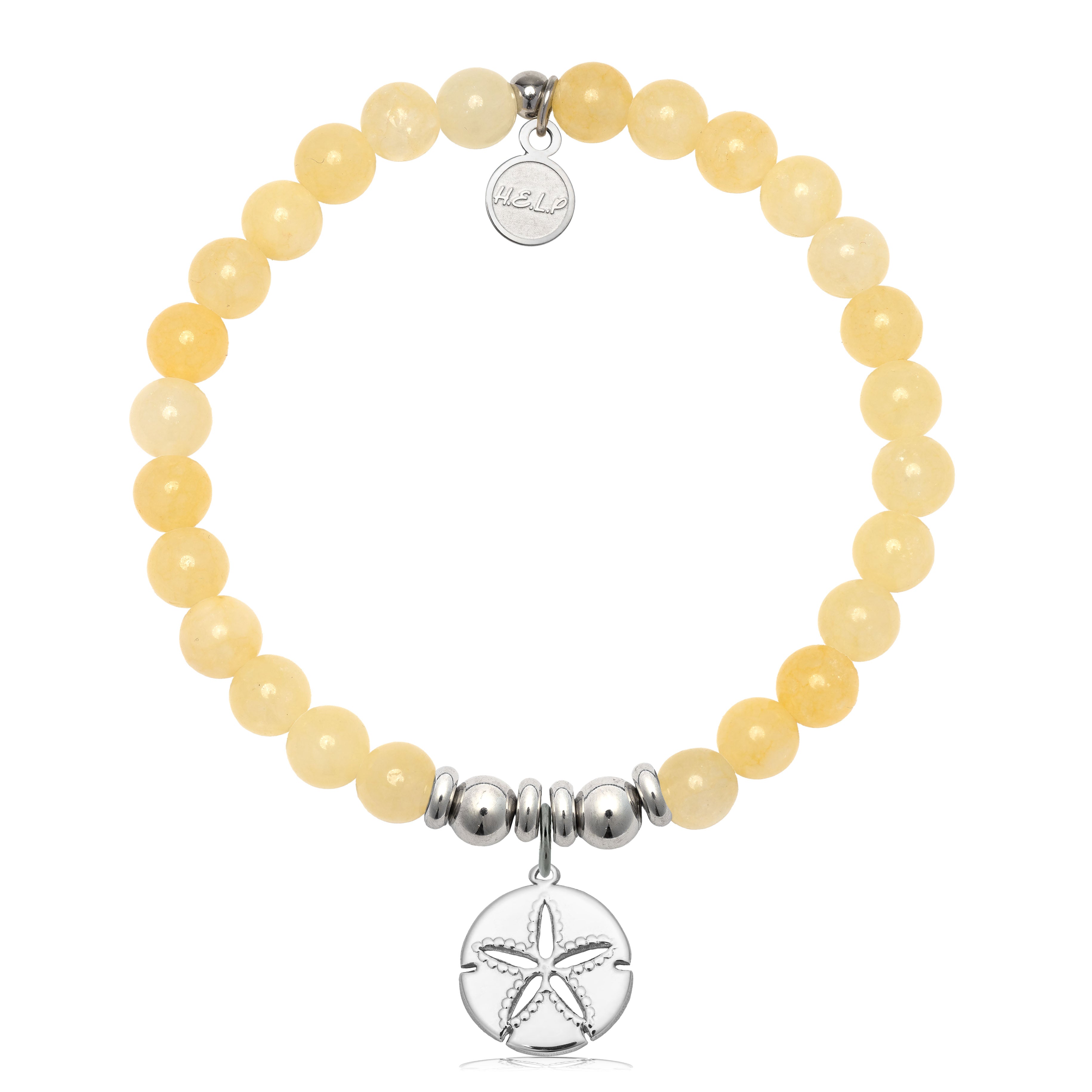 HELP by TJ Sand Dollar Cutout Charm with Yellow Jade Charity Bracelet