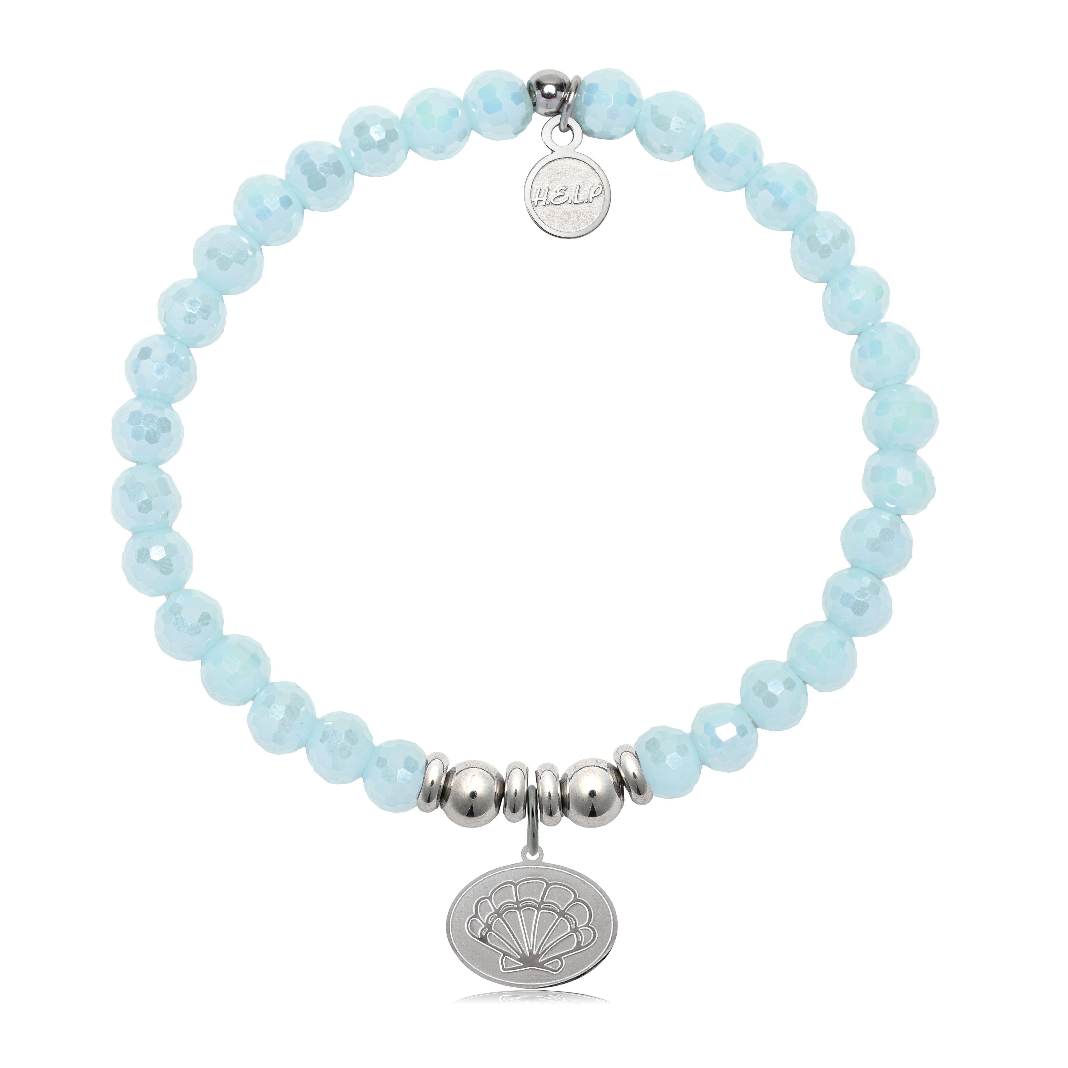 HELP by TJ Seashell Charm with Aqua Crystal Charity Bracelet