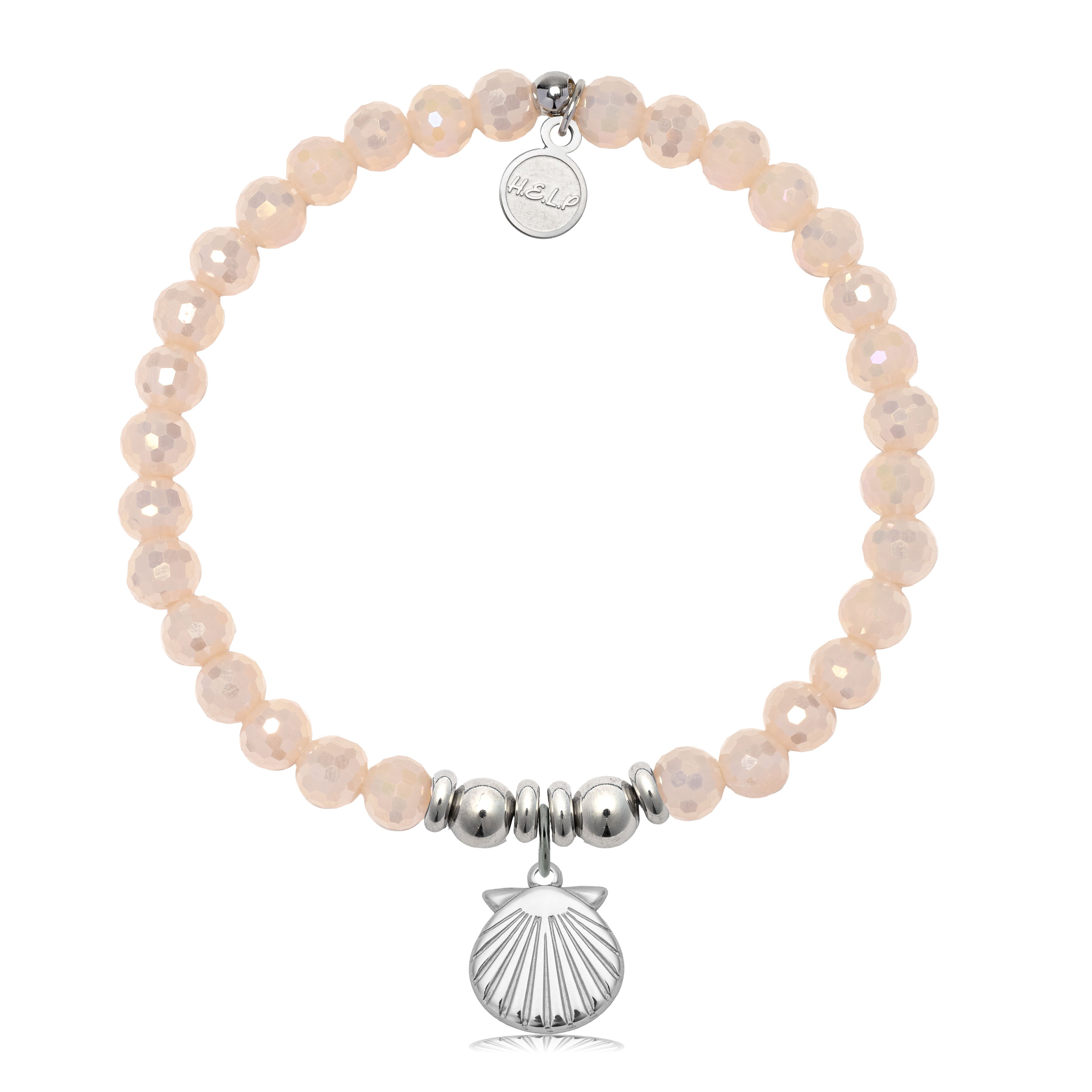 HELP by TJ Seashell Charm with Beige Crystal Charity Bracelet
