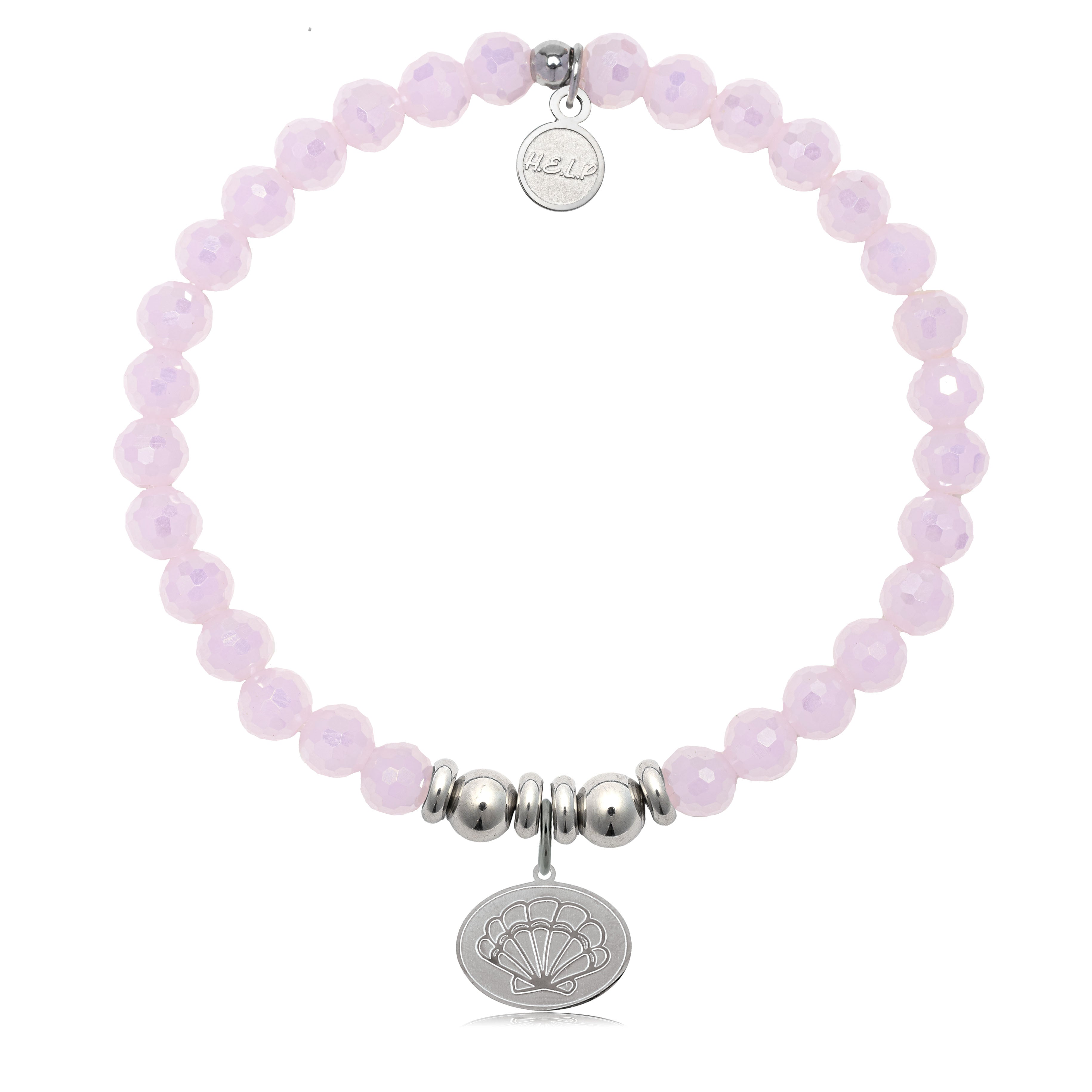 HELP by TJ Seashell Charm with Pink Crystal Charity Bracelet