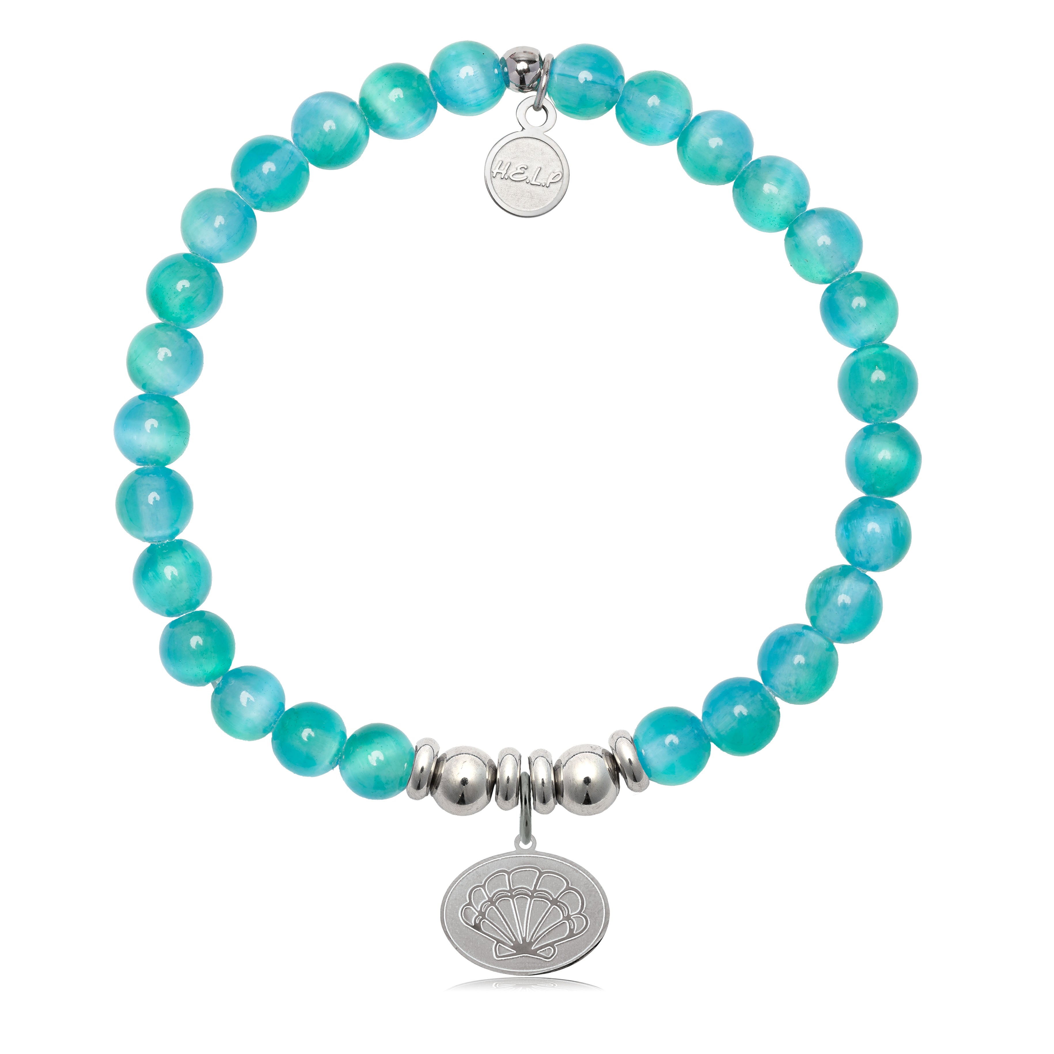 HELP by TJ Seashell Charm with Teal Selenite Charity Bracelet