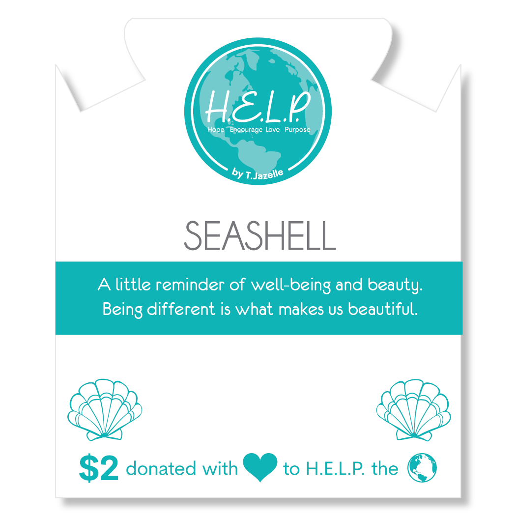 HELP by TJ Seashell Charm with White Crystal Charity Bracelet
