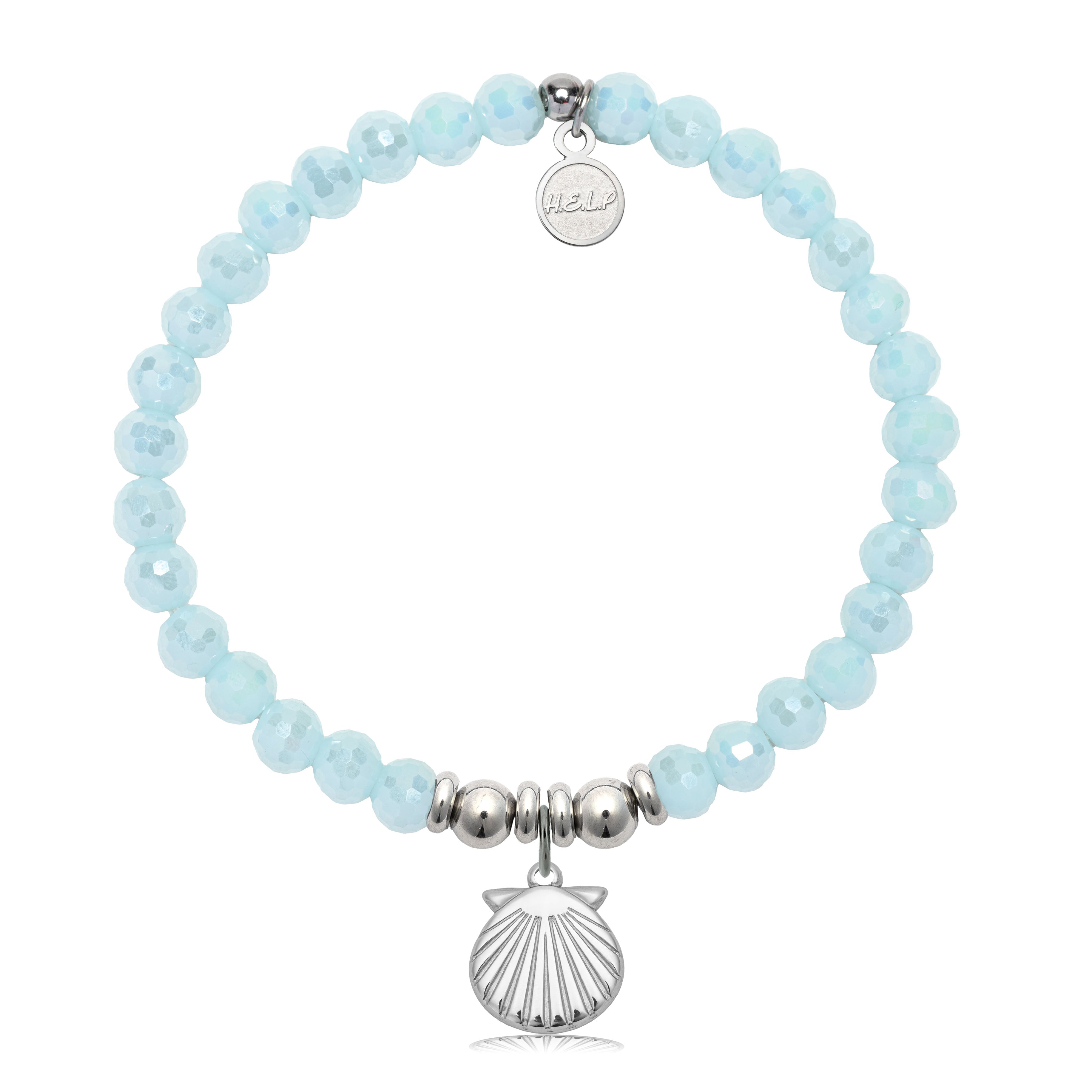 HELP by TJ Seashell Cutout Charm with Aqua Crystal Charity Bracelet