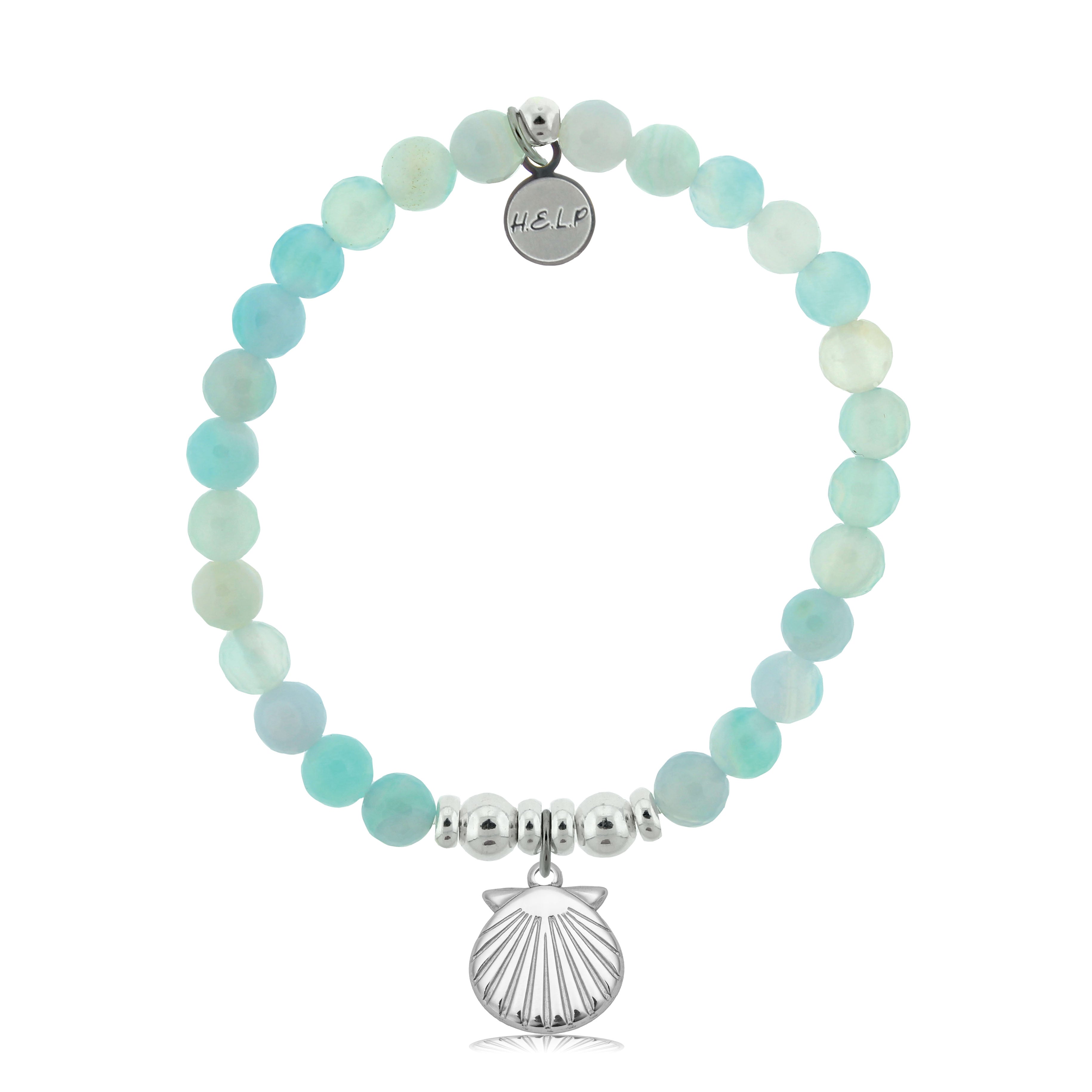 HELP by TJ Seashell Cutout Charm with Light Blue Agate Charity Bracelet