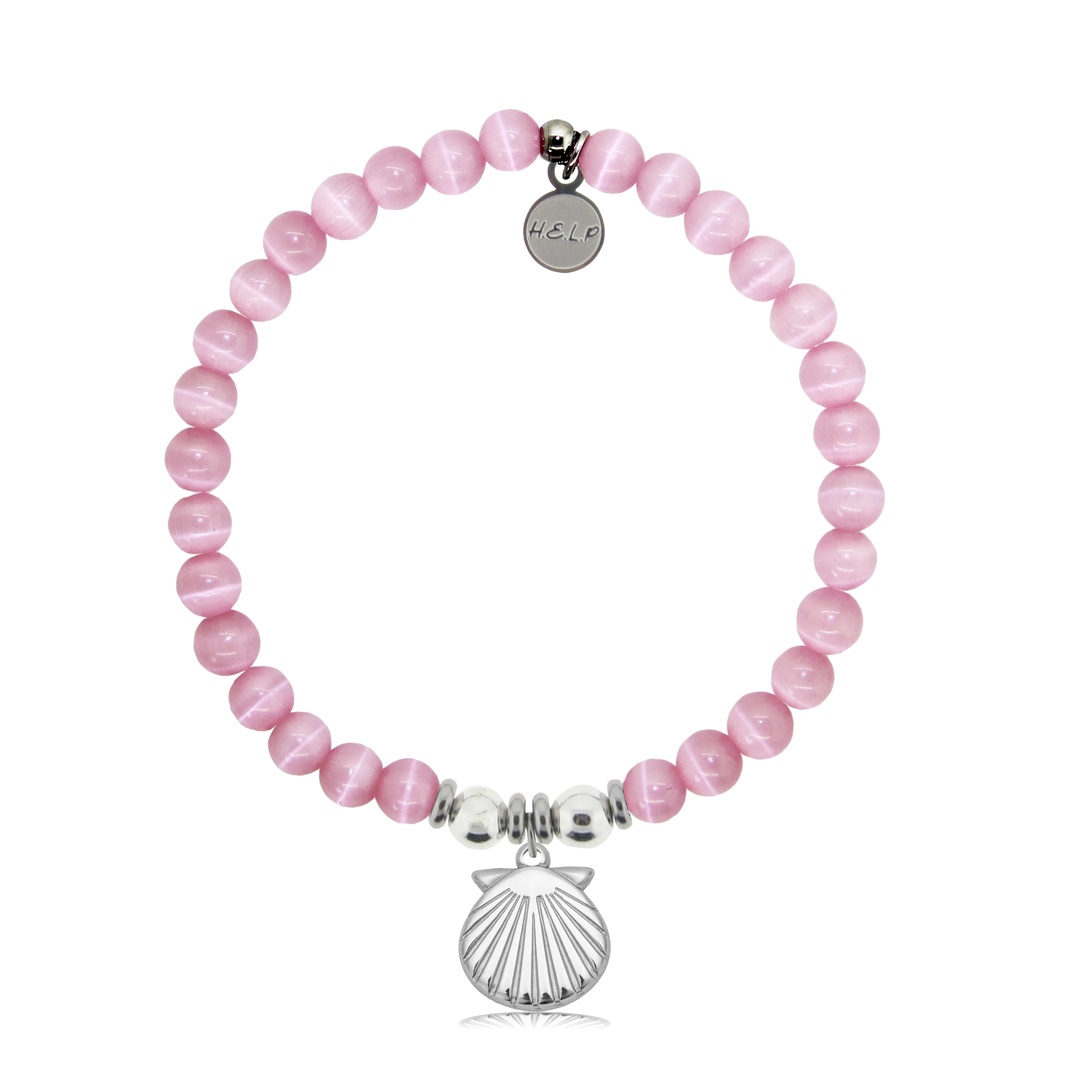 HELP by TJ Seashell Cutout Charm with Pink Cats Eye Charity Bracelet
