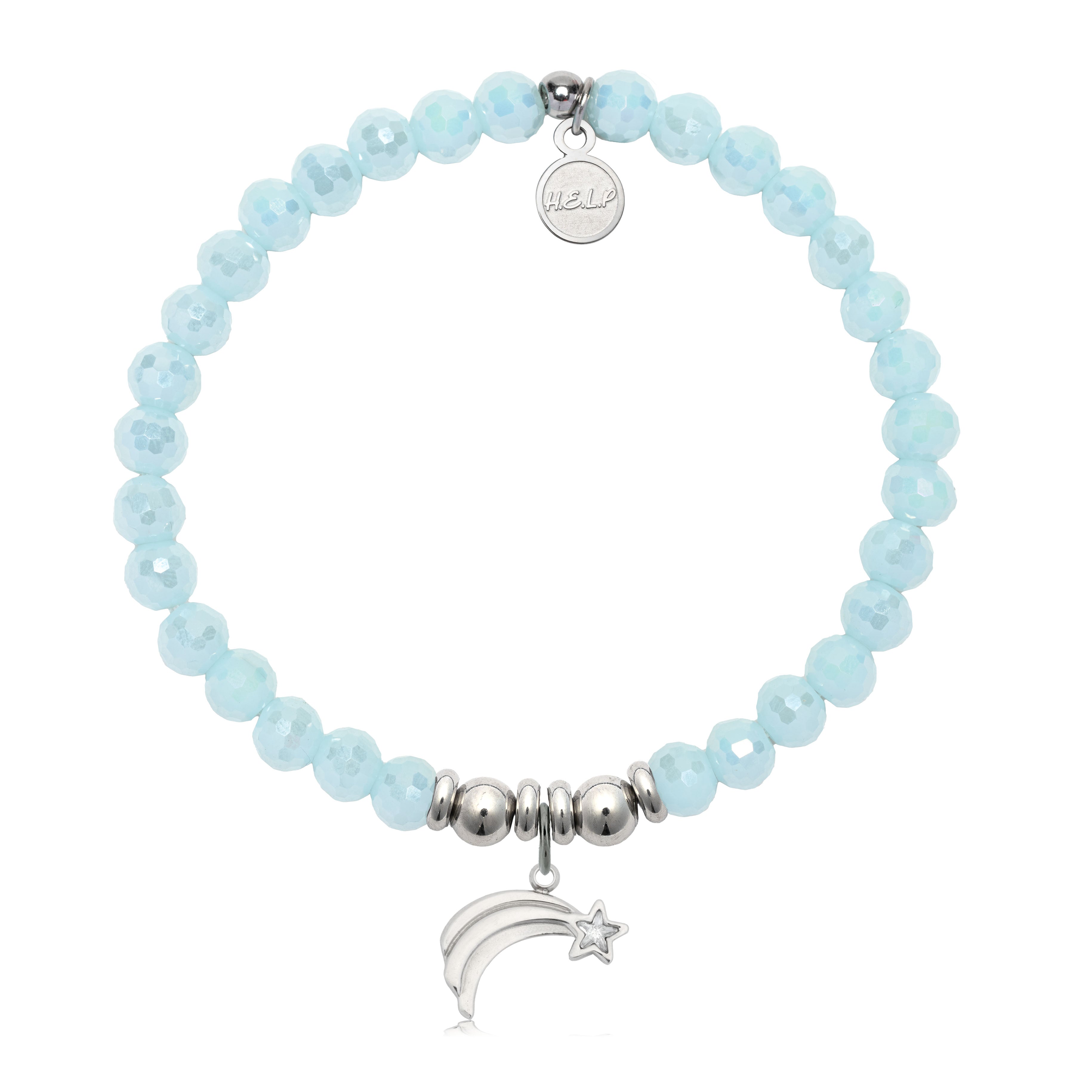 HELP by TJ Shooting Star Charm with Aqua Crystal Charity Bracelet