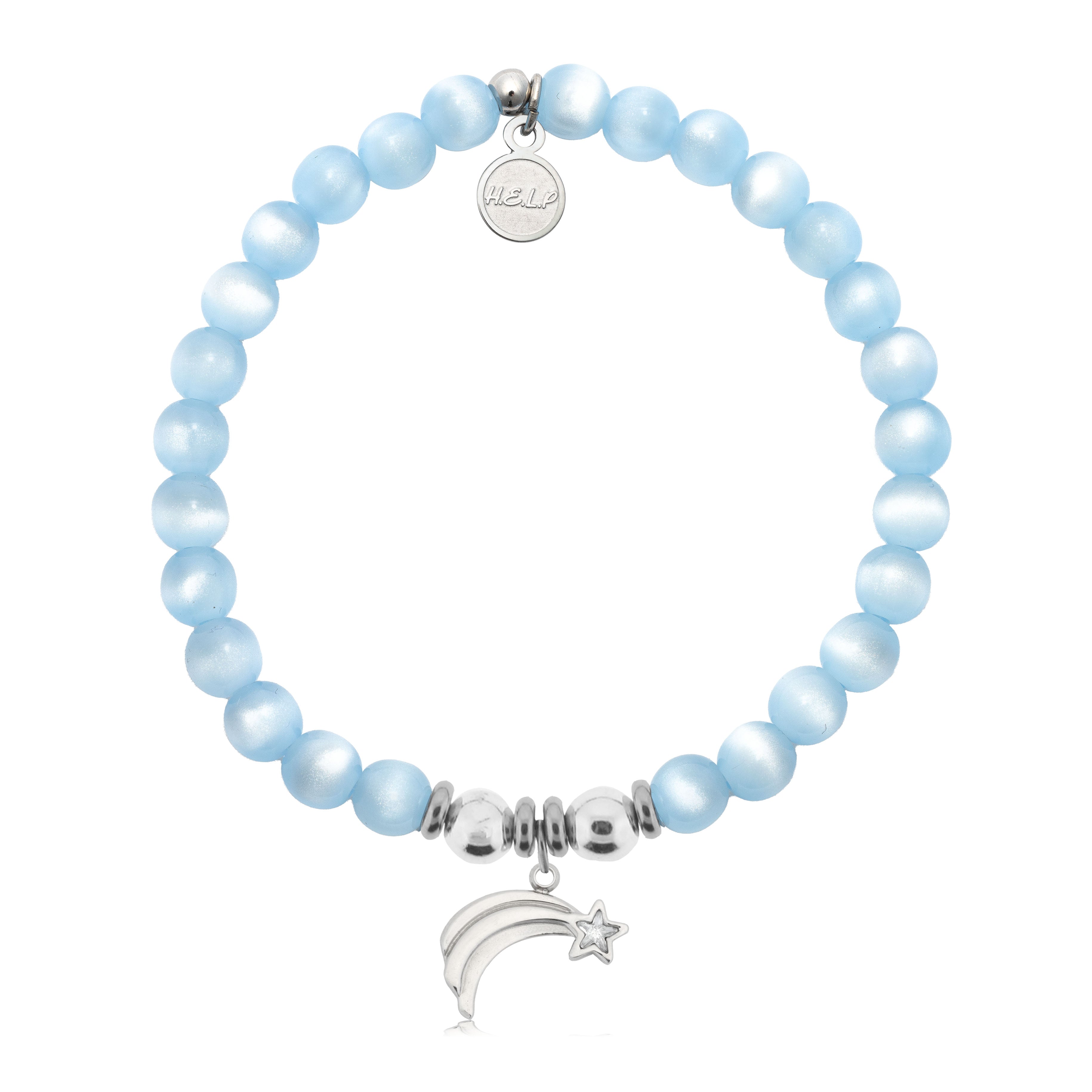 HELP by TJ Shooting Star Charm with Blue Selenite Charity Bracelet