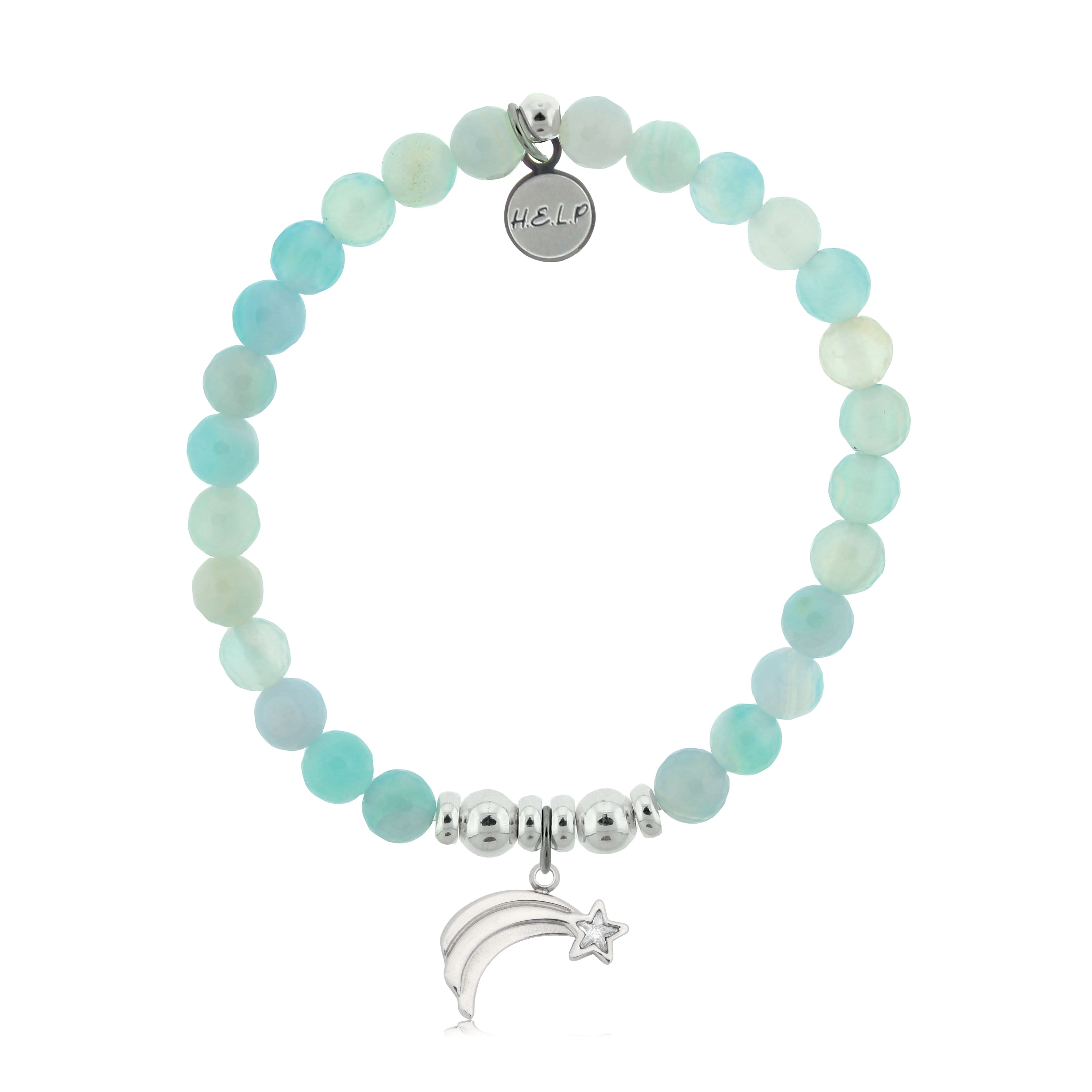 HELP by TJ Shooting Star Charm with Light Blue Agate Charity Bracelet