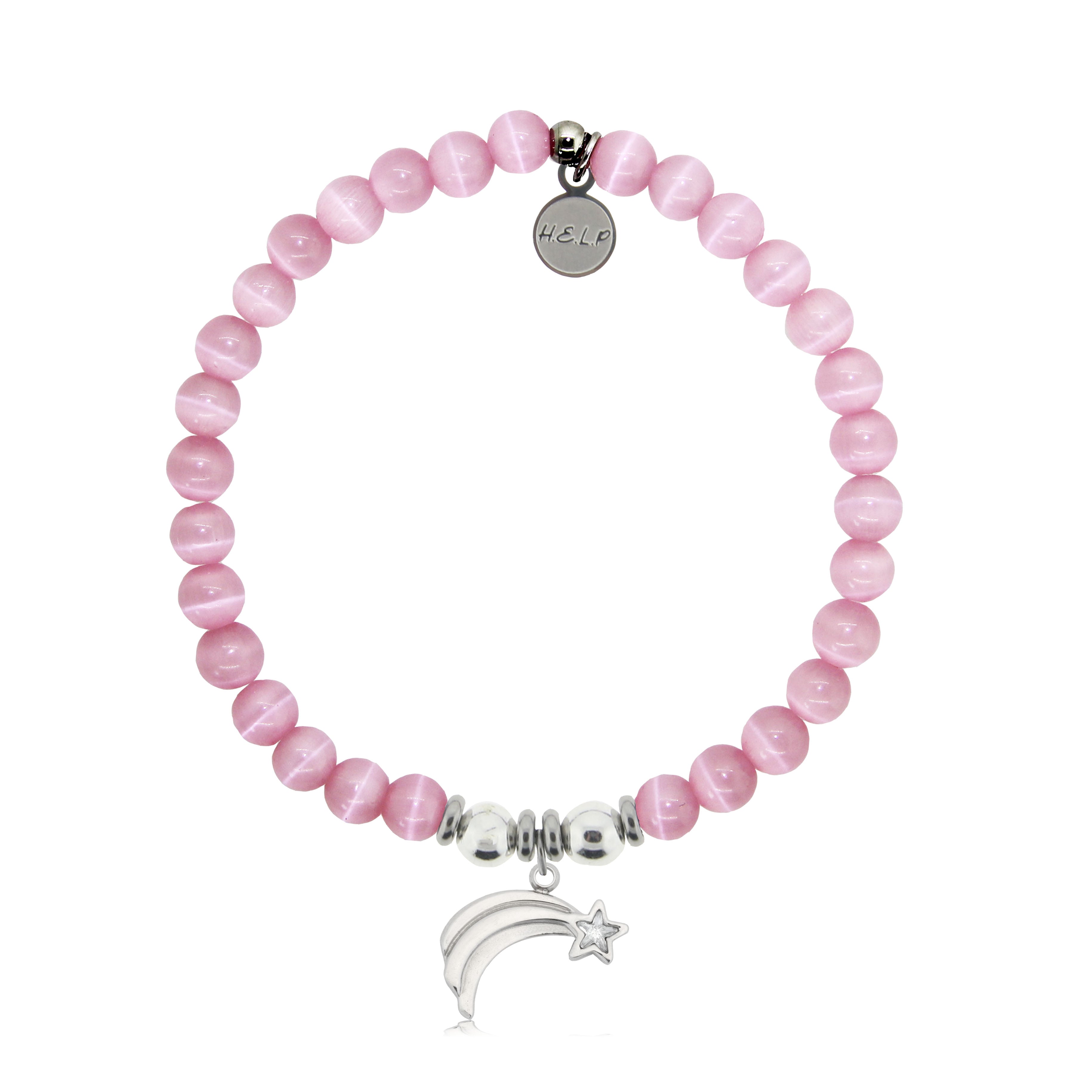 HELP by TJ Shooting Star Charm with Pink Cats Eye Charity Bracelet