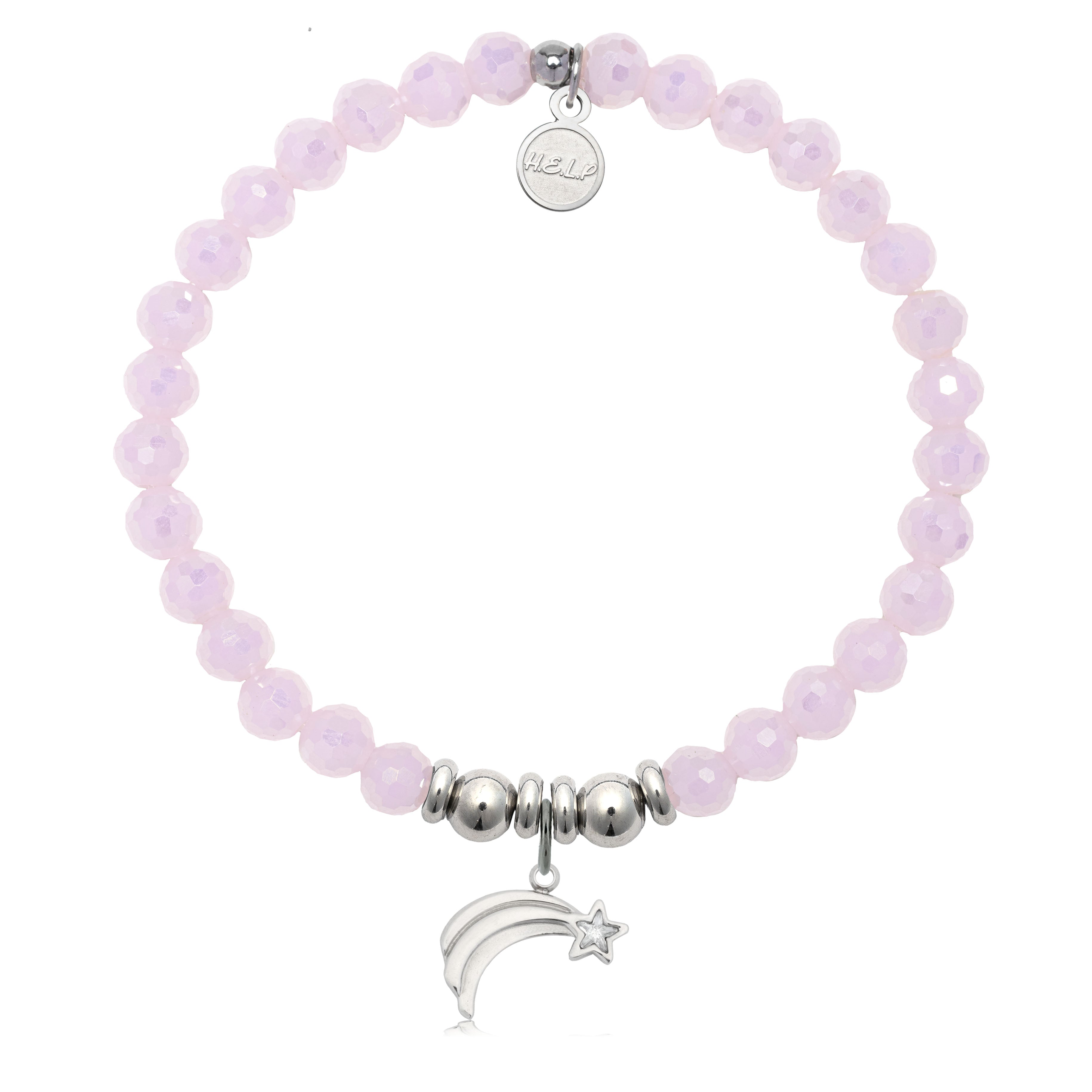 HELP by TJ Shooting Star Charm with Pink Crystal Charity Bracelet