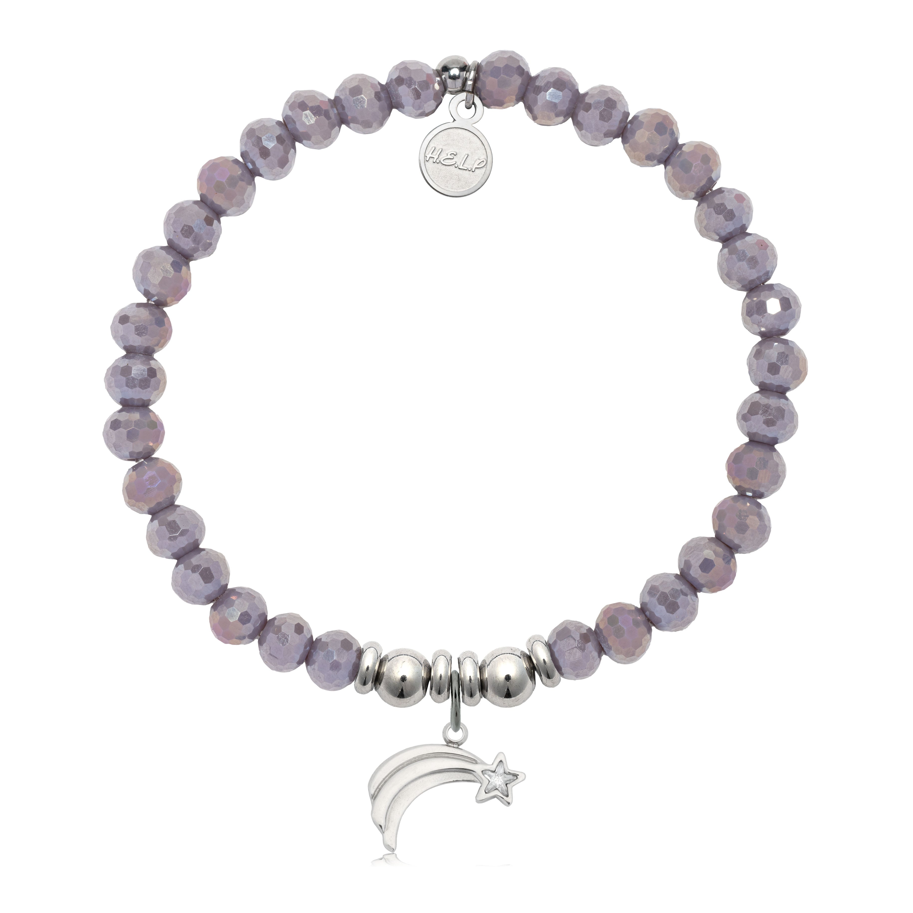 HELP by TJ Shooting Star Charm with Purple Crystal Charity Bracelet