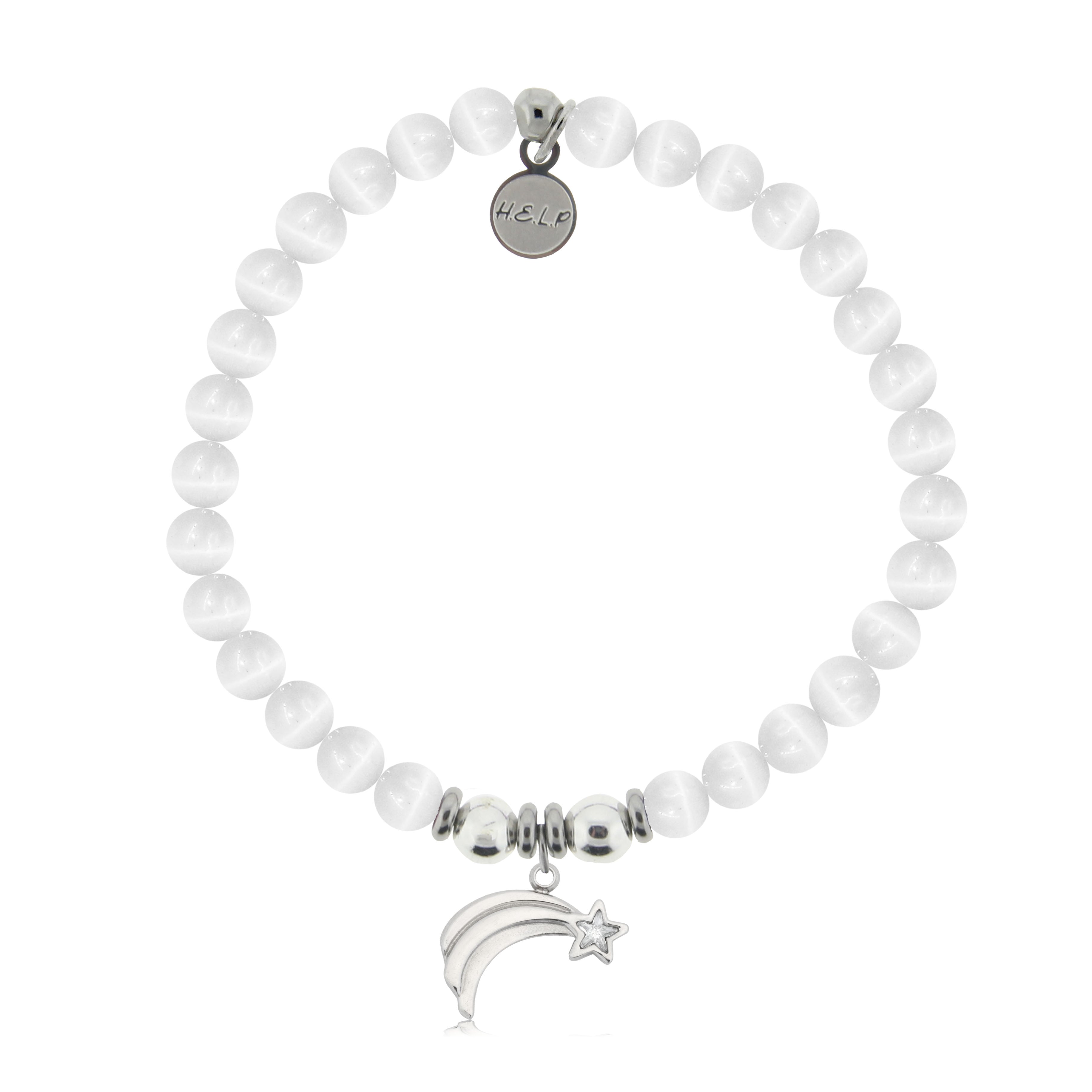 HELP by TJ Shooting Star Charm with White Cats Eye Charity Bracelet
