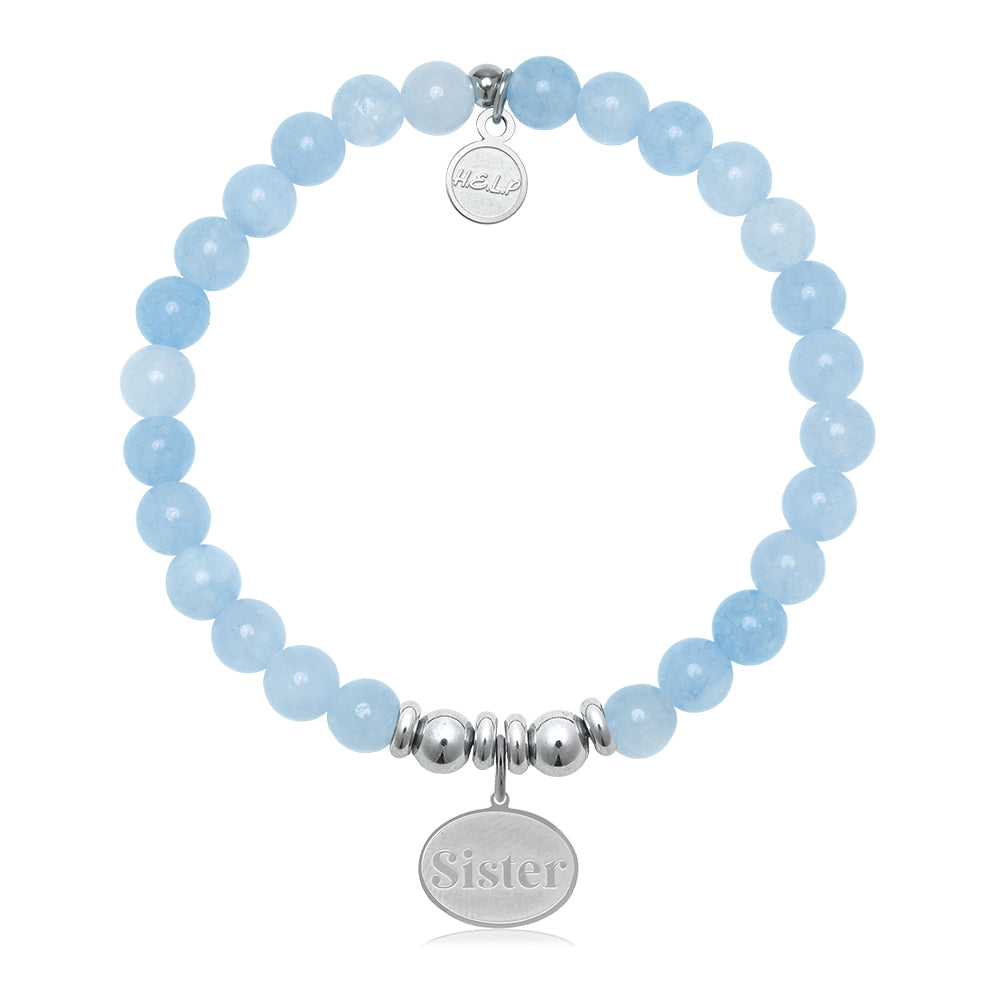 HELP by TJ Sister Charm with Light Blue Quartz Charity Bracelet